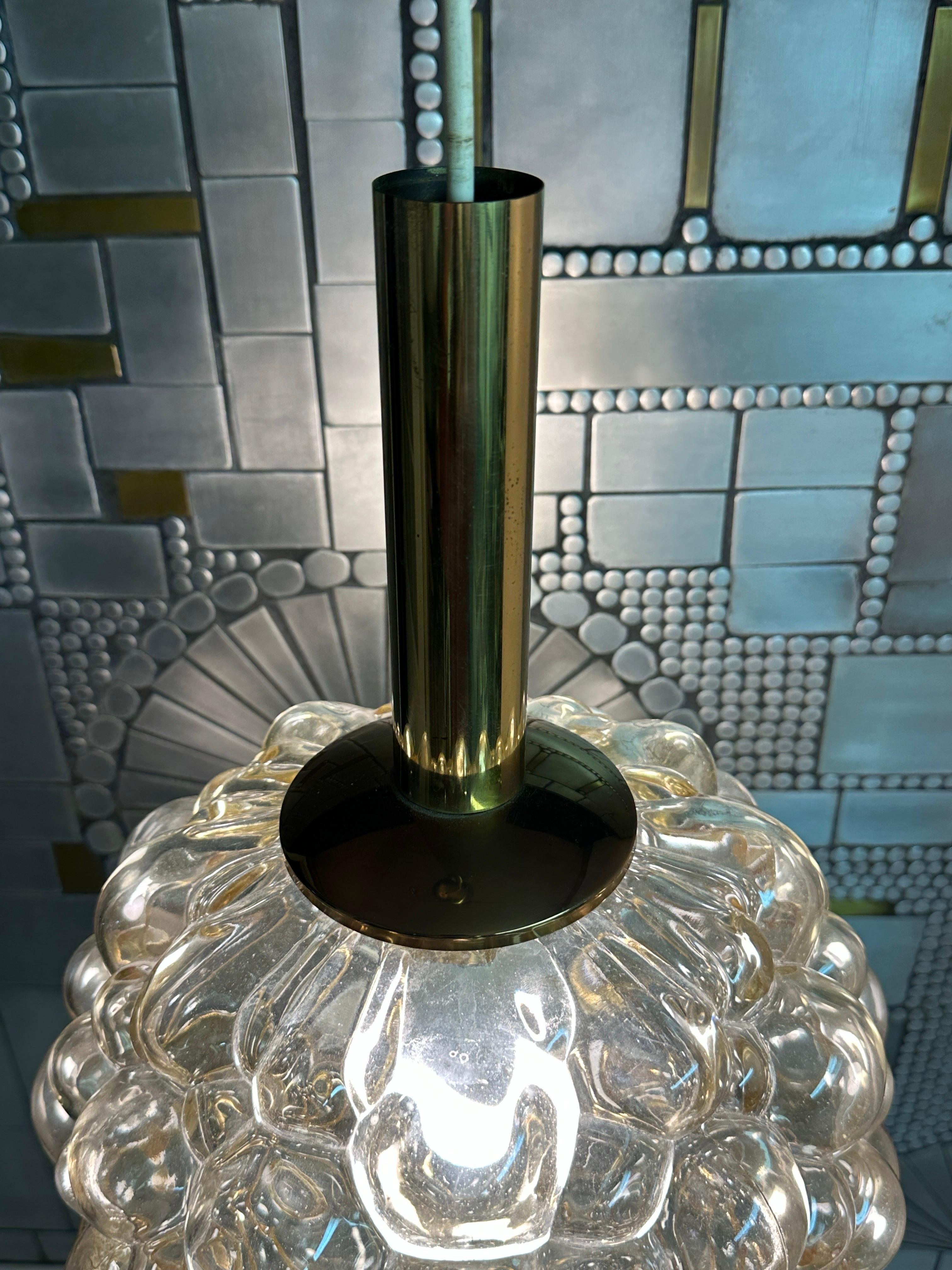 Late 20th Century Amber Bubble Glass Light Pendant by Helena Tynell