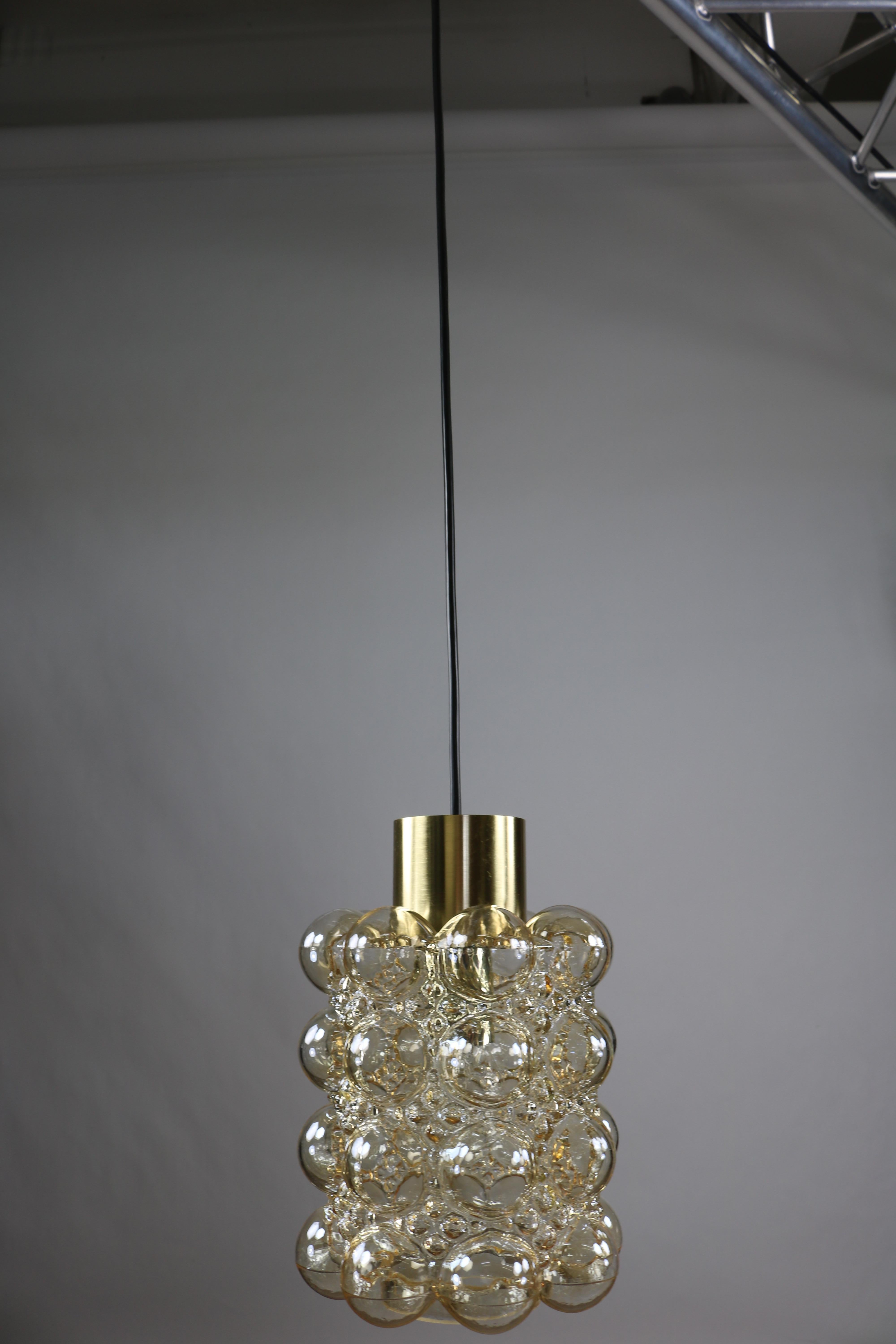 Amber Bubble Glass Pendant Helena Tynell Limburg 1960s Ceiling Fixture In Good Condition For Sale In Nürnberg, DE