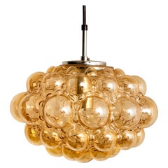 Vintage Amber Bubble Glass Pendant Lamp by Helena Tynell, 1960