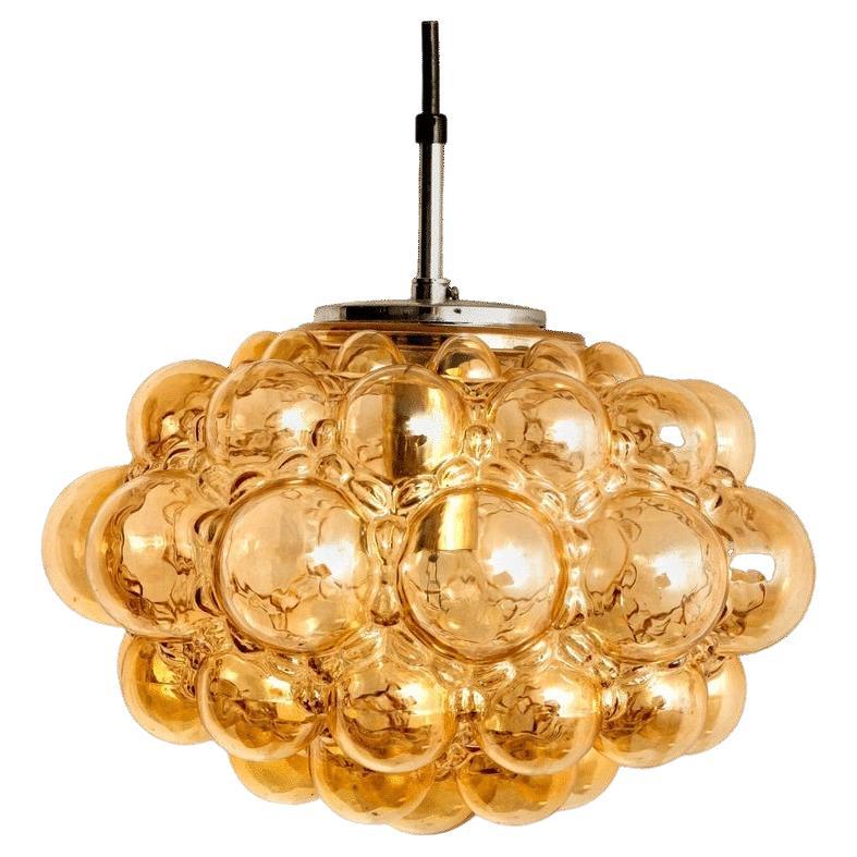 Amber Bubble Glass Pendant Lamp by Helena Tynell, 1960