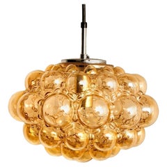Amber Bubble Glass Pendant Lamp by Helena Tynell, 1960