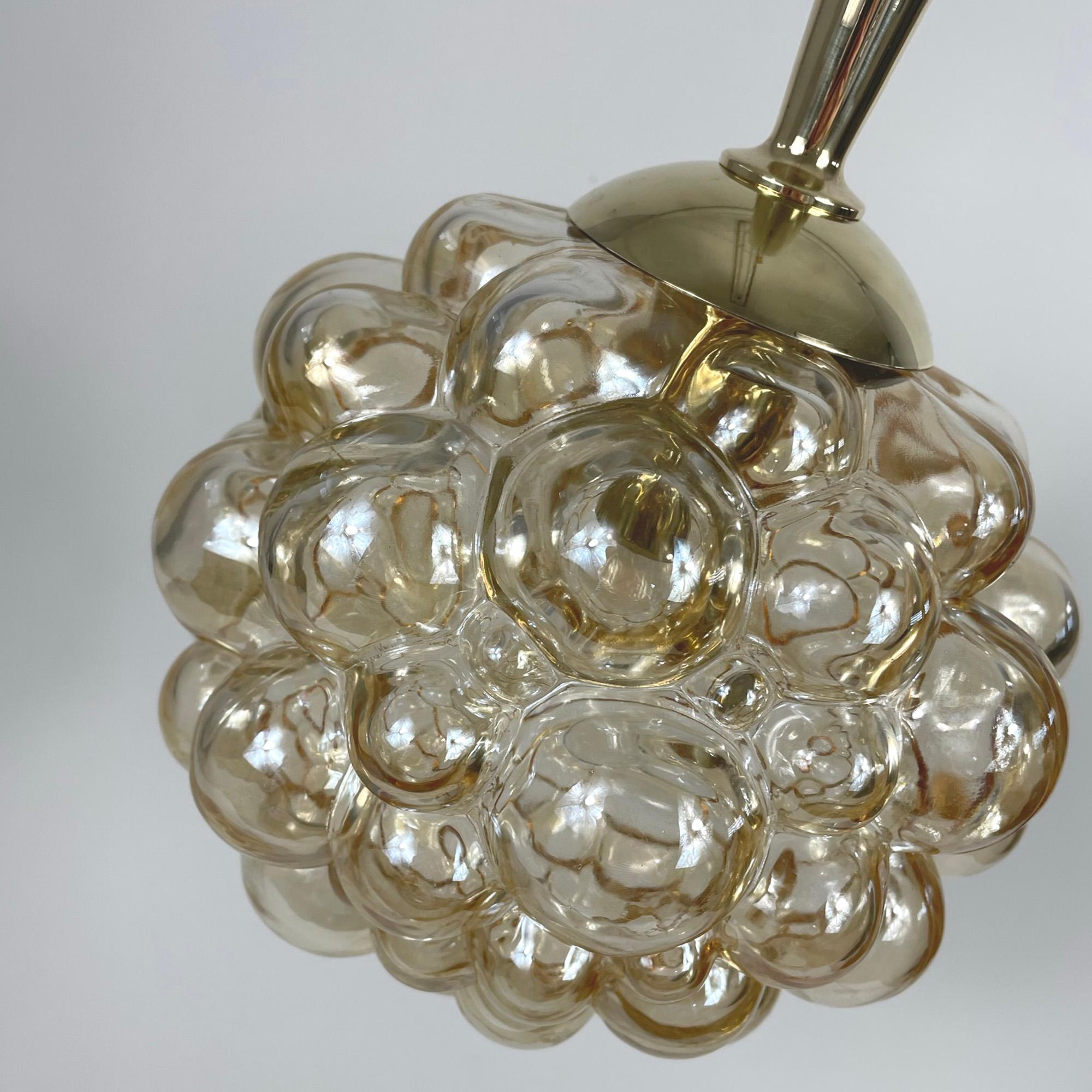 Amber Bubble Glass Pendants by Helena Tynell for Limburg, 1960s, Set of 2 For Sale 6