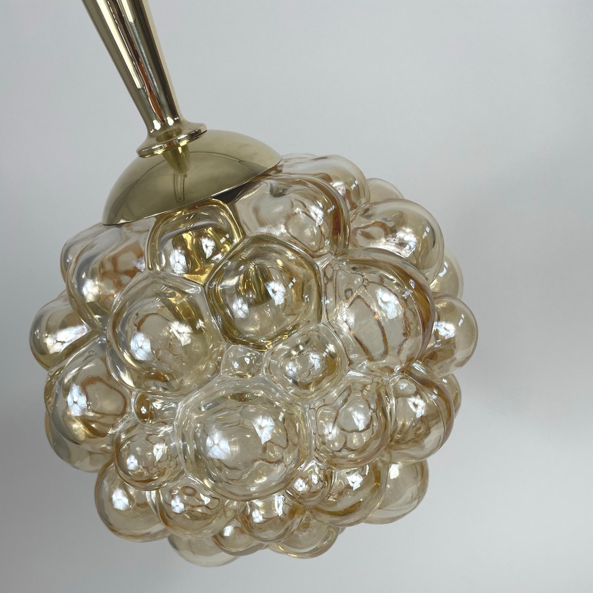 Amber Bubble Glass Pendants by Helena Tynell for Limburg, 1960s, Set of 2 For Sale 8