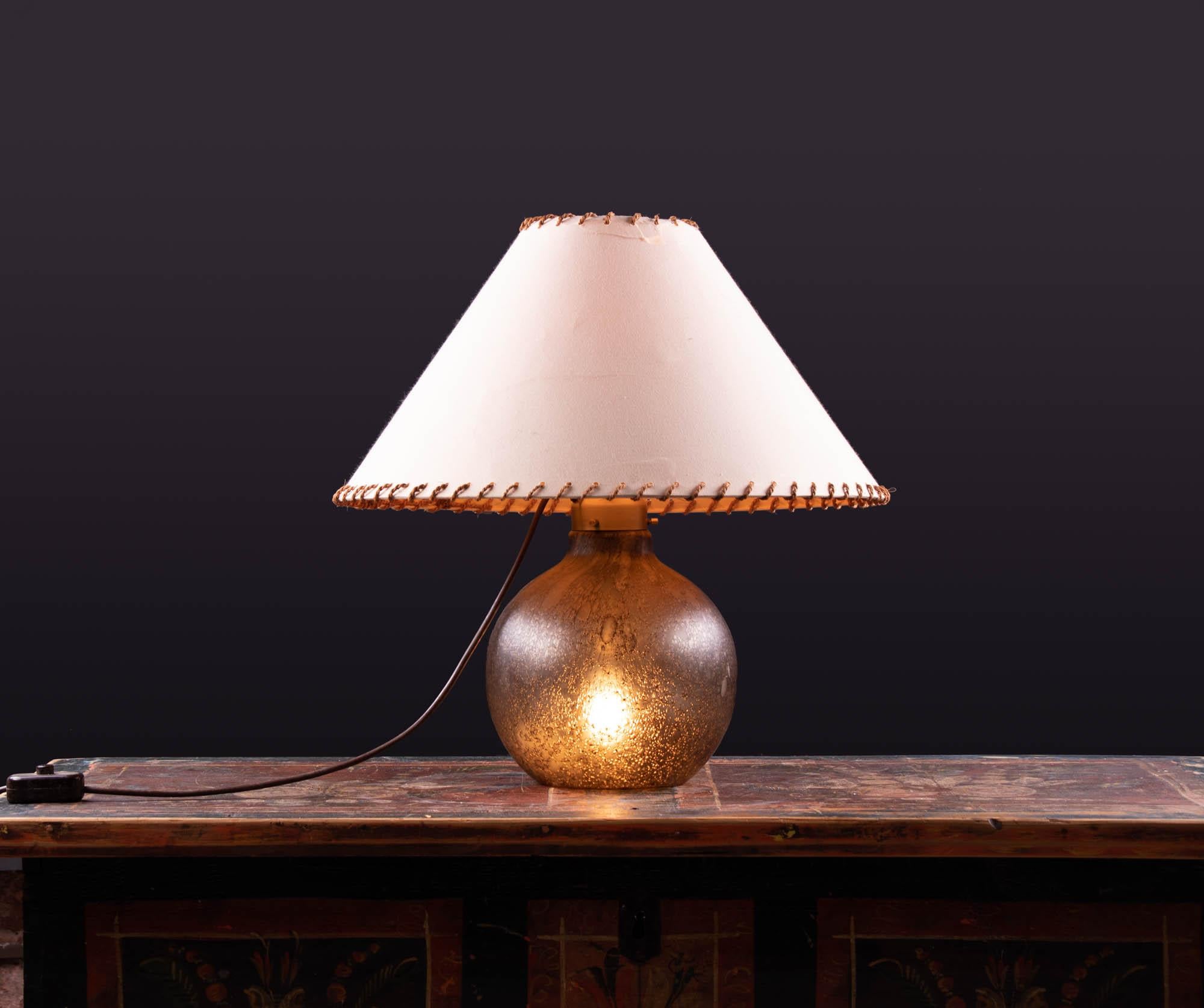 1960 German Peill & Putzler Table Lamp Amber Murano Glass & Brass In Good Condition For Sale In Niederdorfelden, Hessen