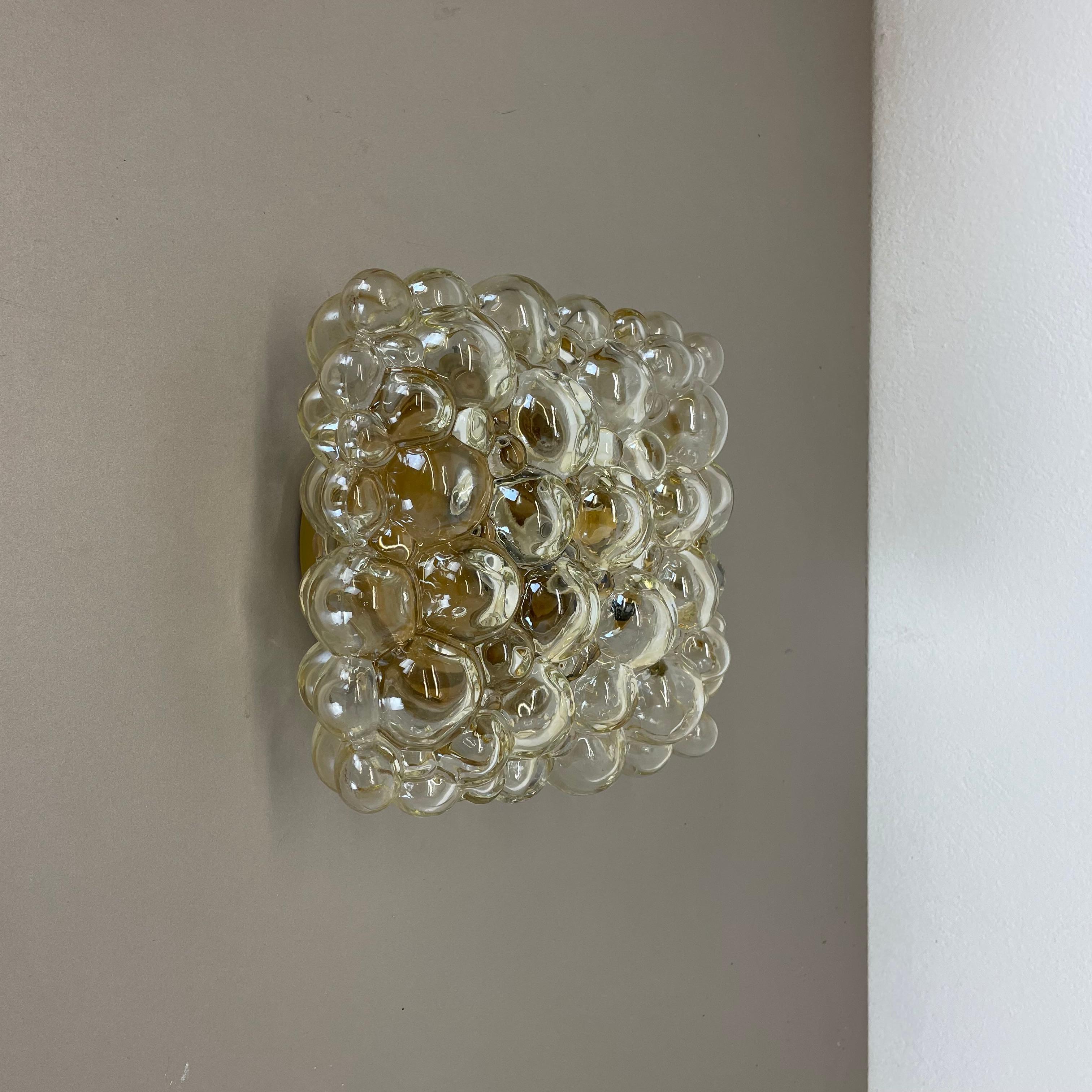 Amber Bubble Glass Wall Light by Helena Tynell for Glashütte Limburg, 1960 For Sale 3