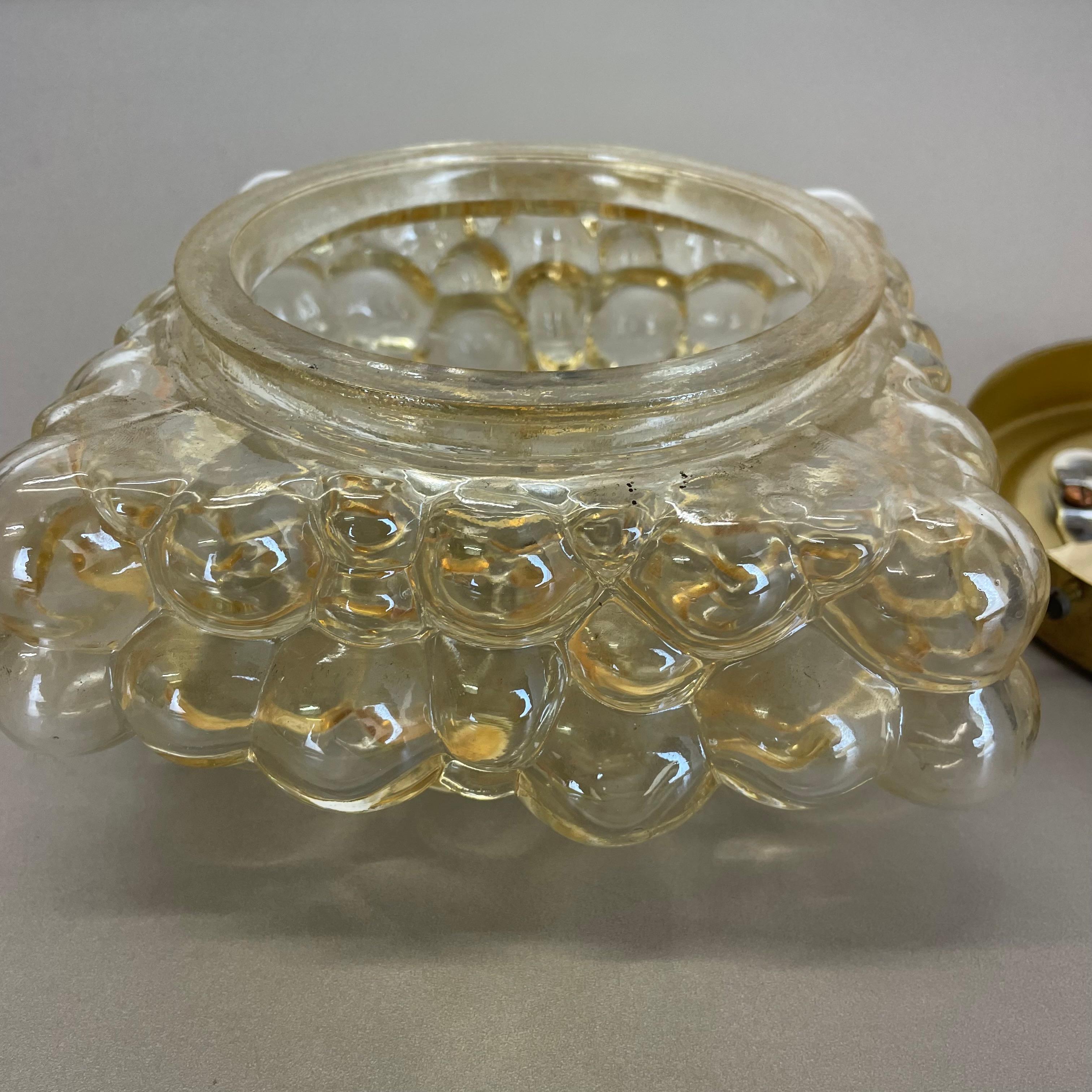 Amber Bubble Glass Wall Light by Helena Tynell for Glashütte Limburg, 1960 For Sale 6