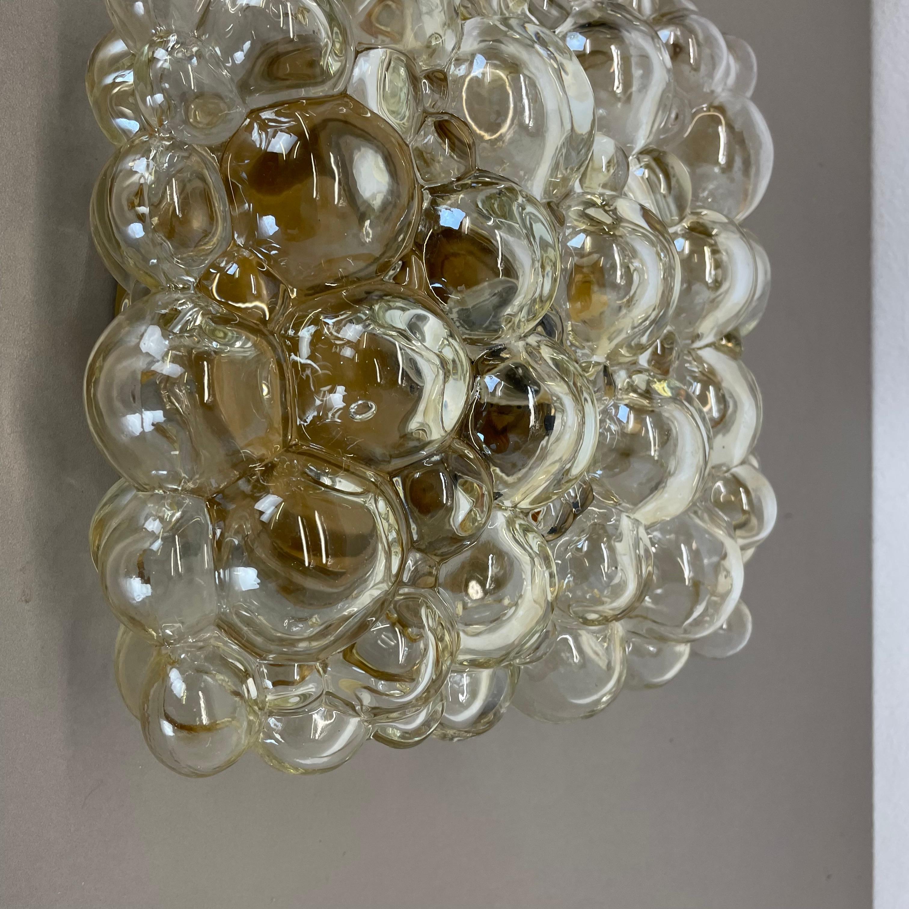 20th Century Amber Bubble Glass Wall Light by Helena Tynell for Glashütte Limburg, 1960 For Sale