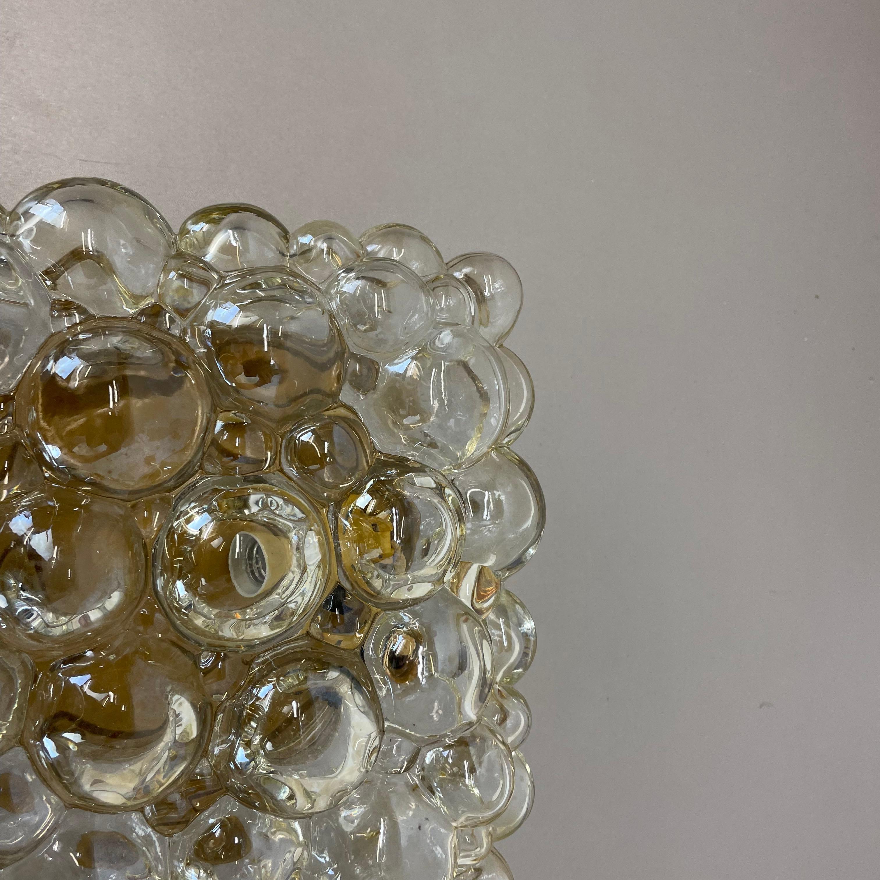 Metal Amber Bubble Glass Wall Light by Helena Tynell for Glashütte Limburg, 1960 For Sale