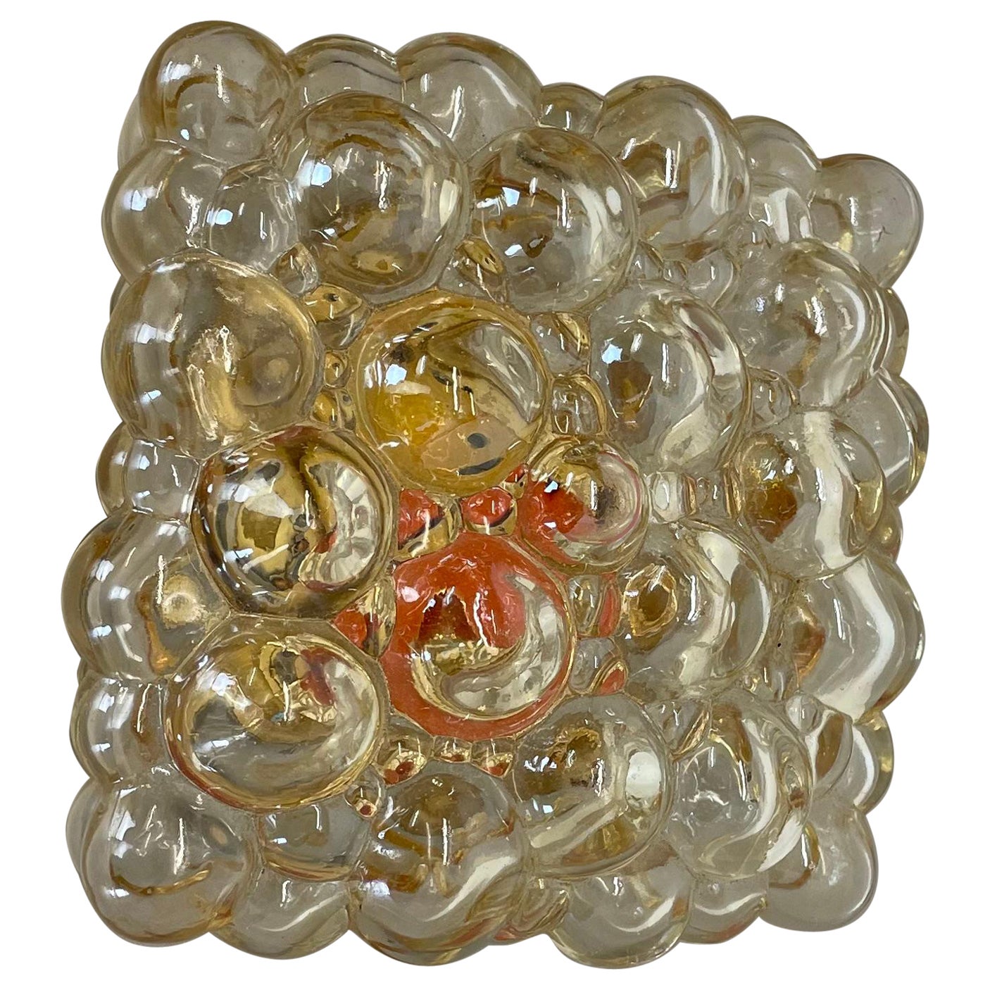 Lámpara de pared de cristal burbuja ámbar de Helena Tynell para Glashütte Limburg, 1960