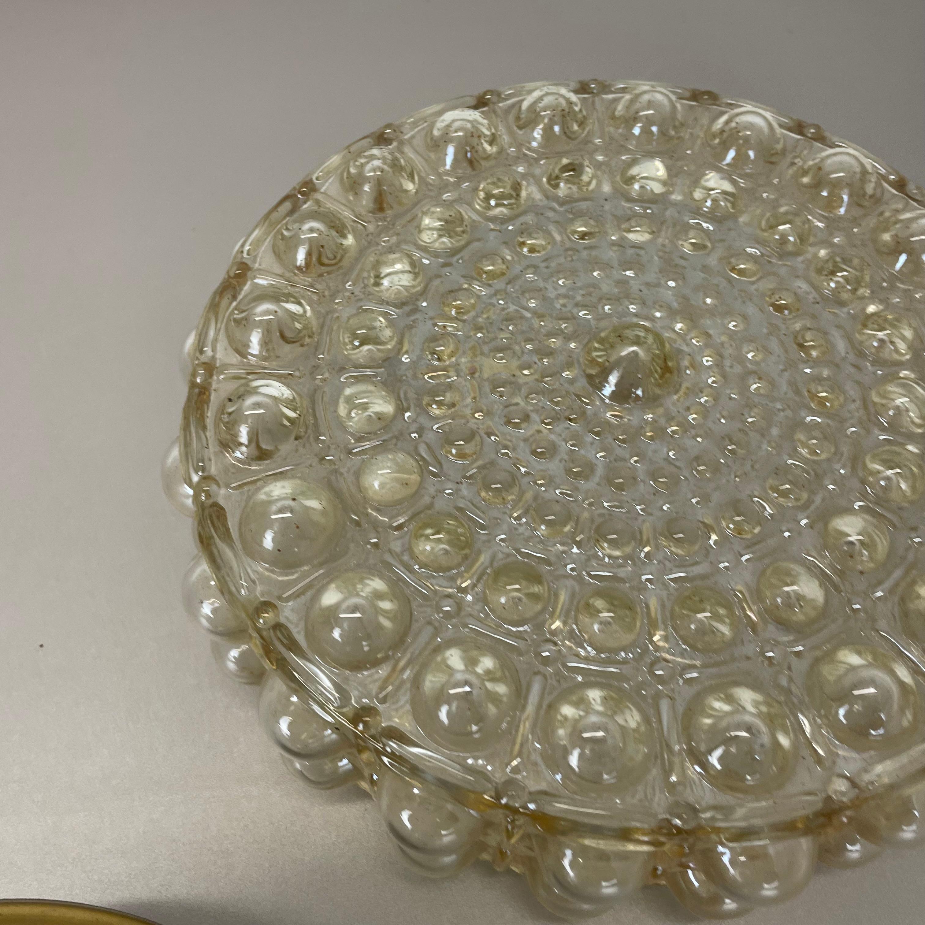 amber Bubble Structure Wandleuchte  Helena Tynell Glashütte Limburg zugeschrieben, 1960 im Angebot 3
