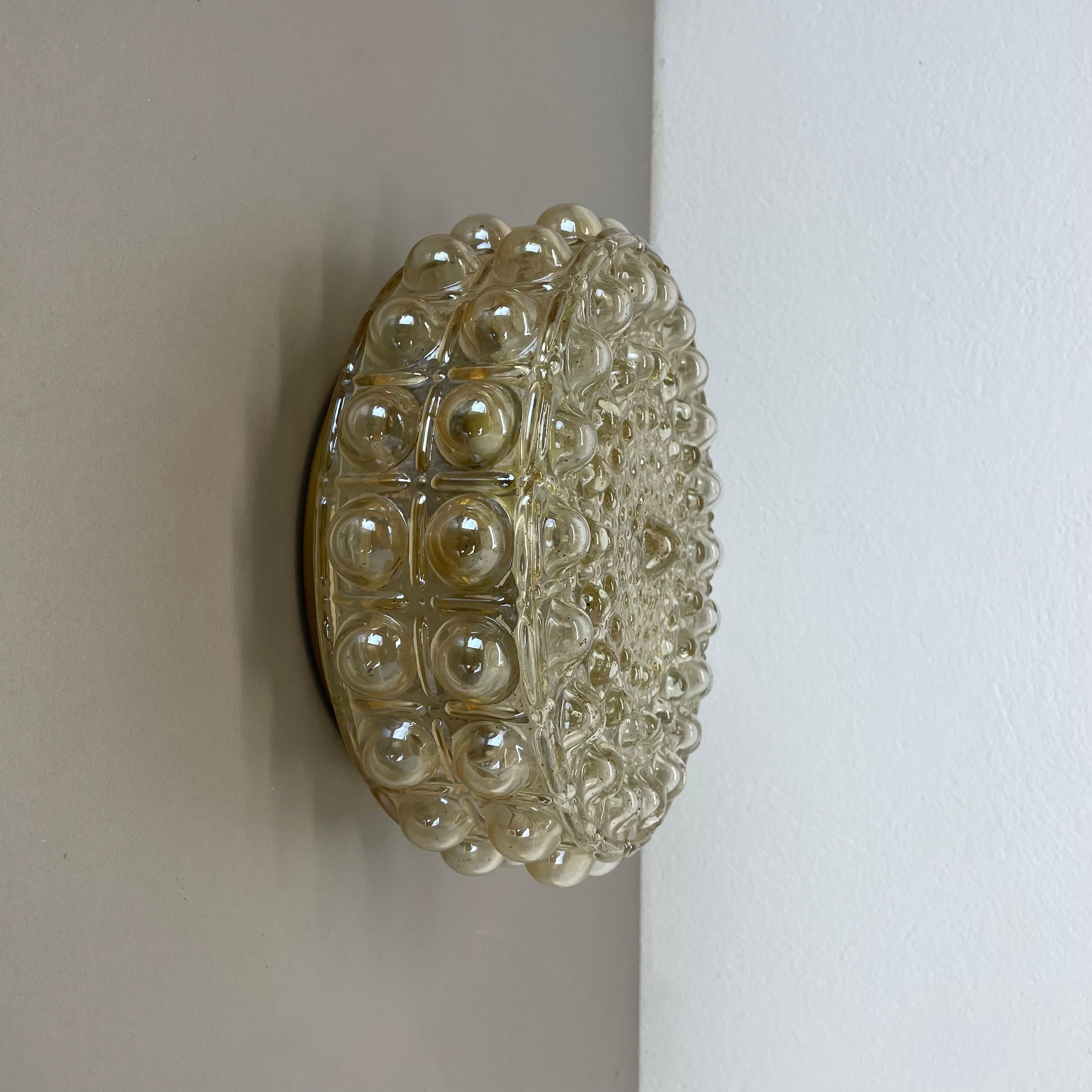 amber Bubble Structure Wandleuchte  Helena Tynell Glashütte Limburg zugeschrieben, 1960 im Angebot 9
