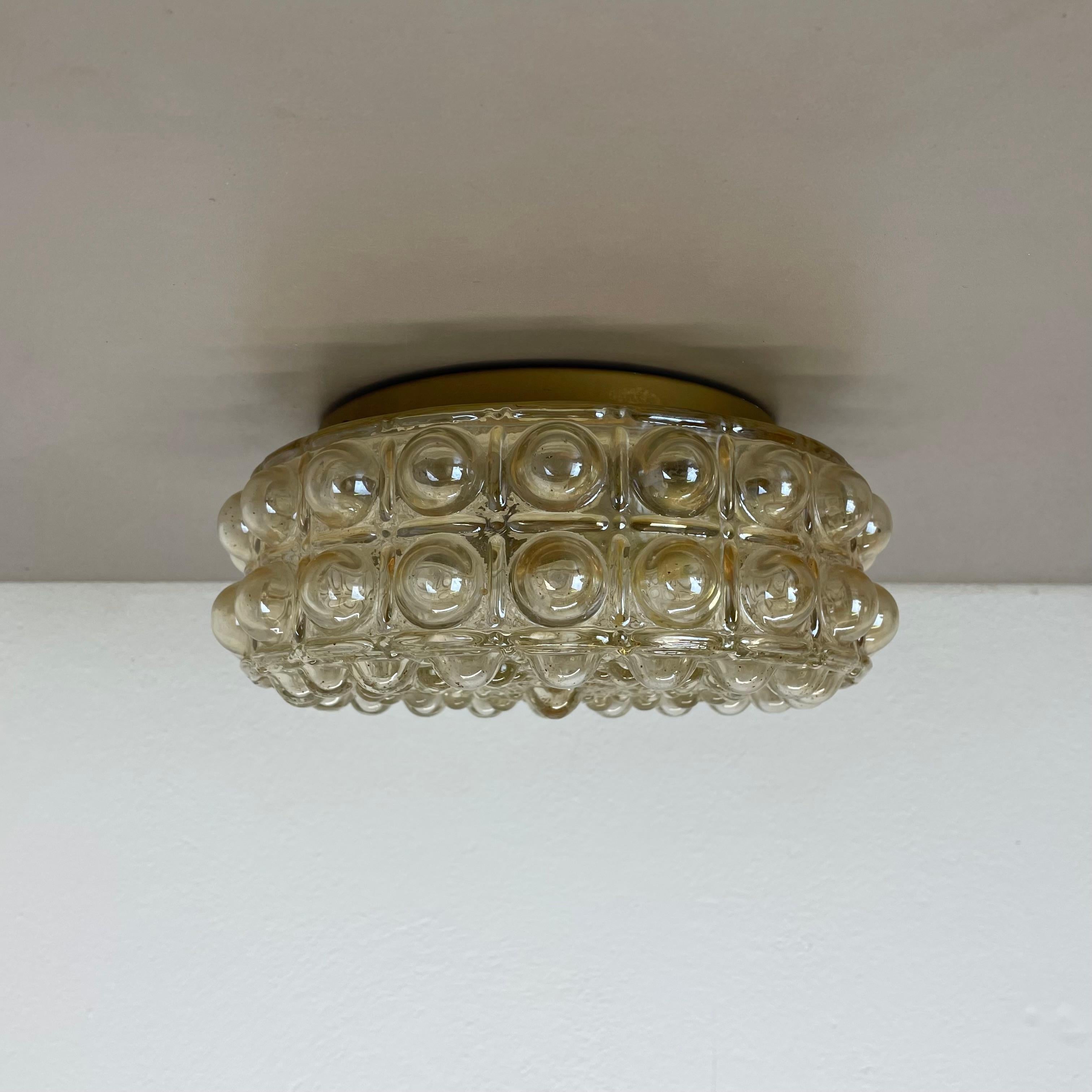 amber Bubble Structure Wandleuchte  Helena Tynell Glashütte Limburg zugeschrieben, 1960 im Angebot 10