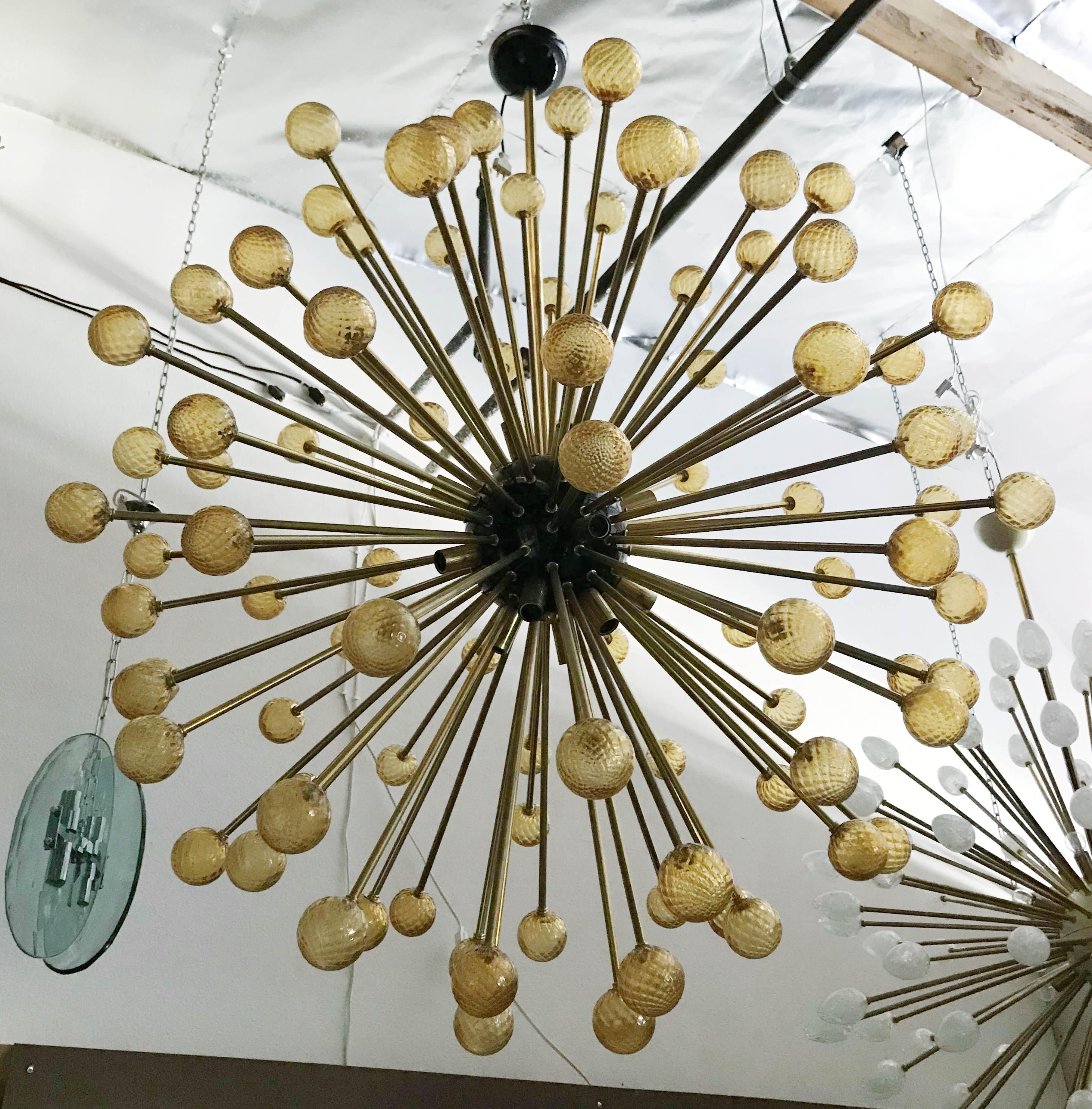 Mid-Century Modern Amber Burst Sputnik Chandelier by Fabio Ltd For Sale