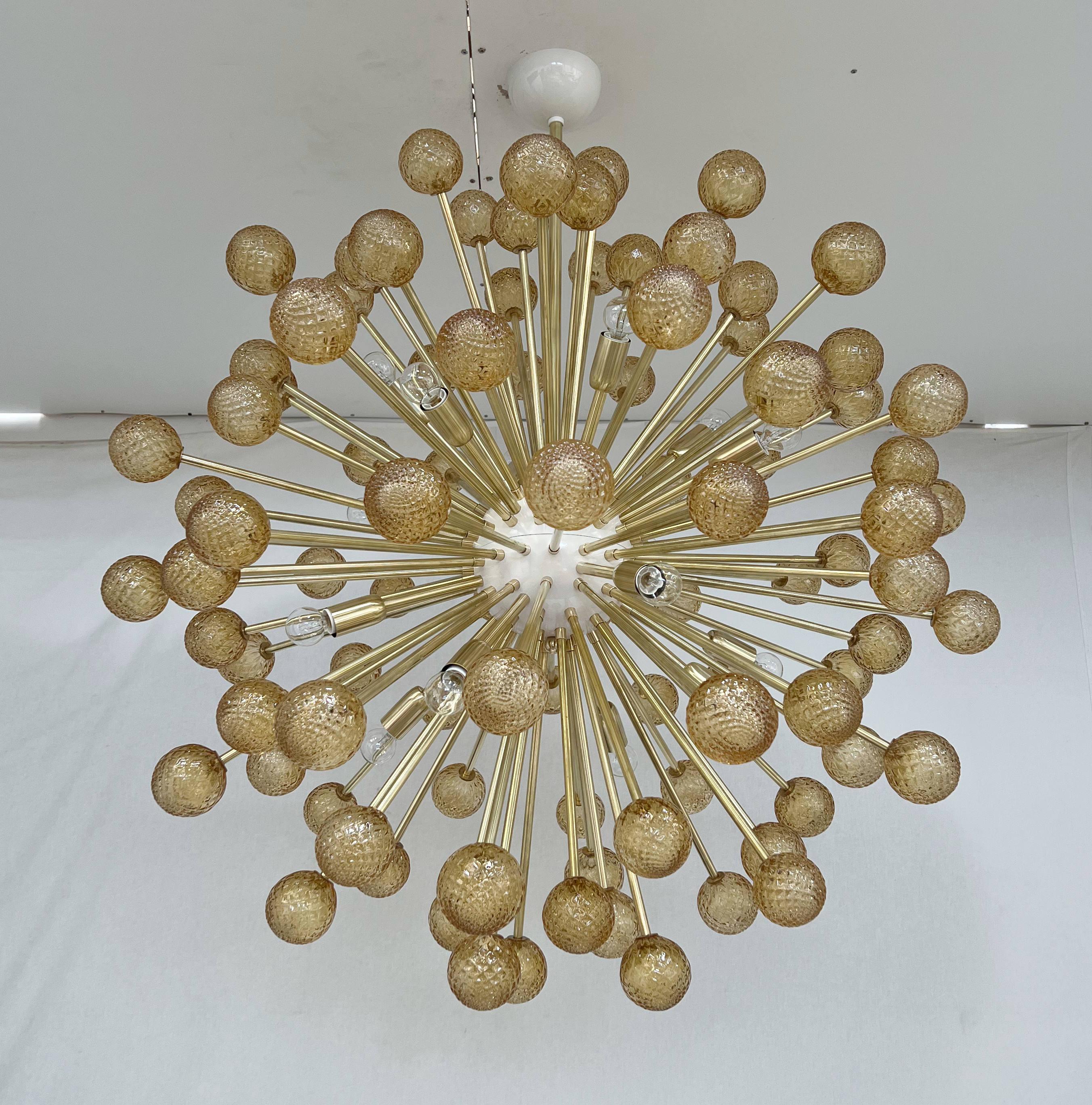 Mid-Century Modern Amber Burst Sputnik Chandelier by Fabio Ltd For Sale