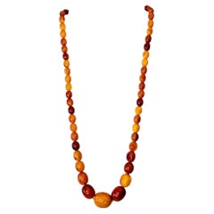 AMBER BUTTERSCOTCH MID-Century Necklace with gold clasp