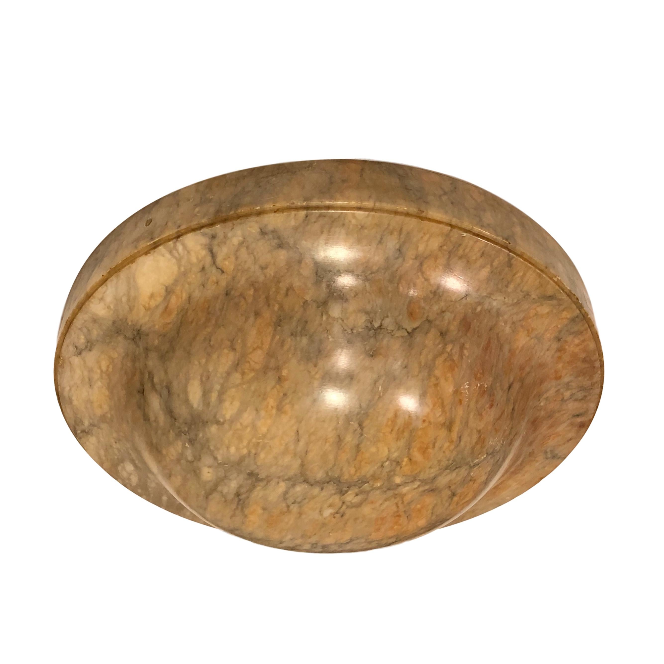 Mid-20th Century Amber Carved Alabaster Light Fixture For Sale