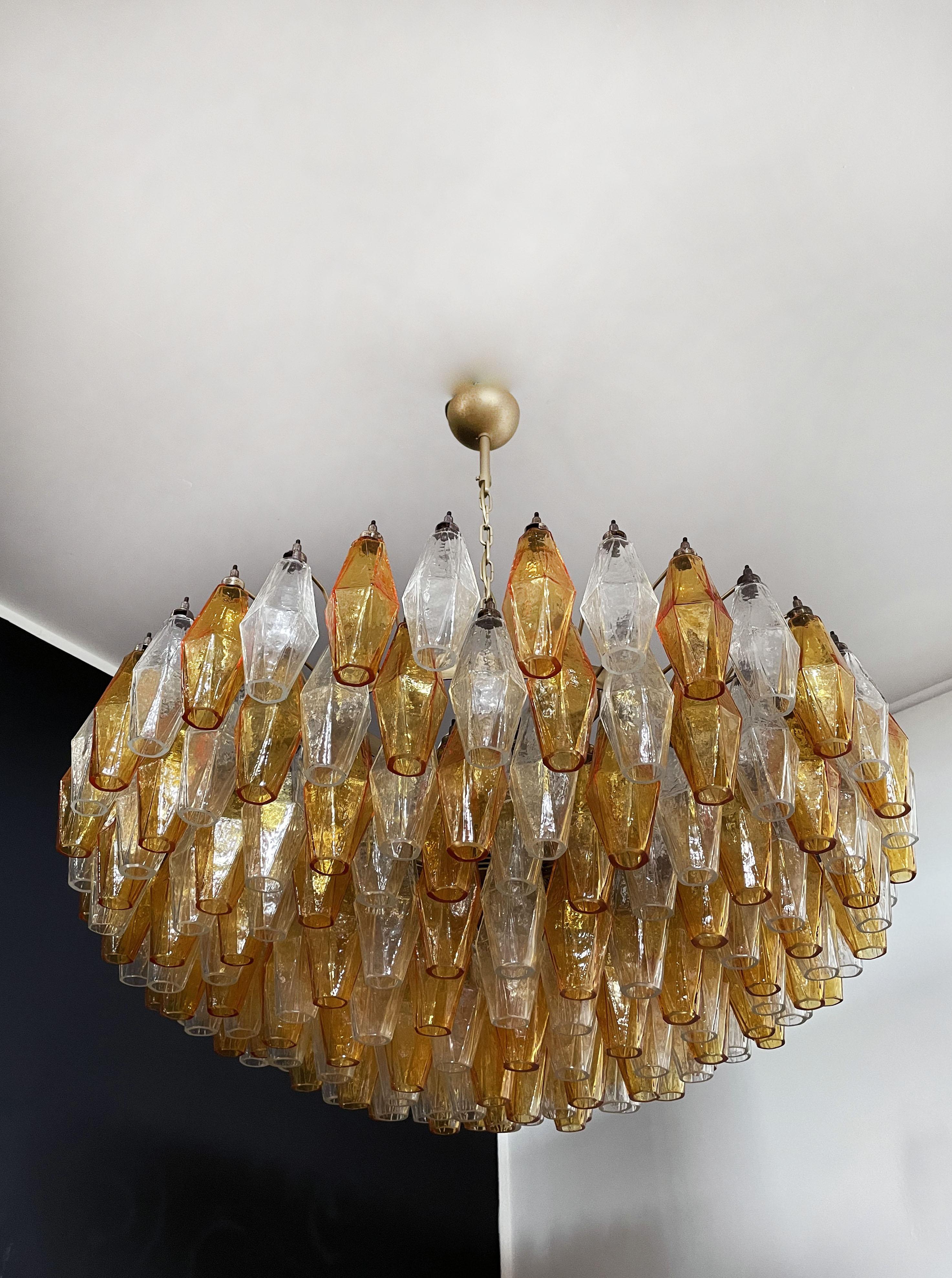 Lustre en verre de Murano ambre et transparent POLIEDRI en vente 4