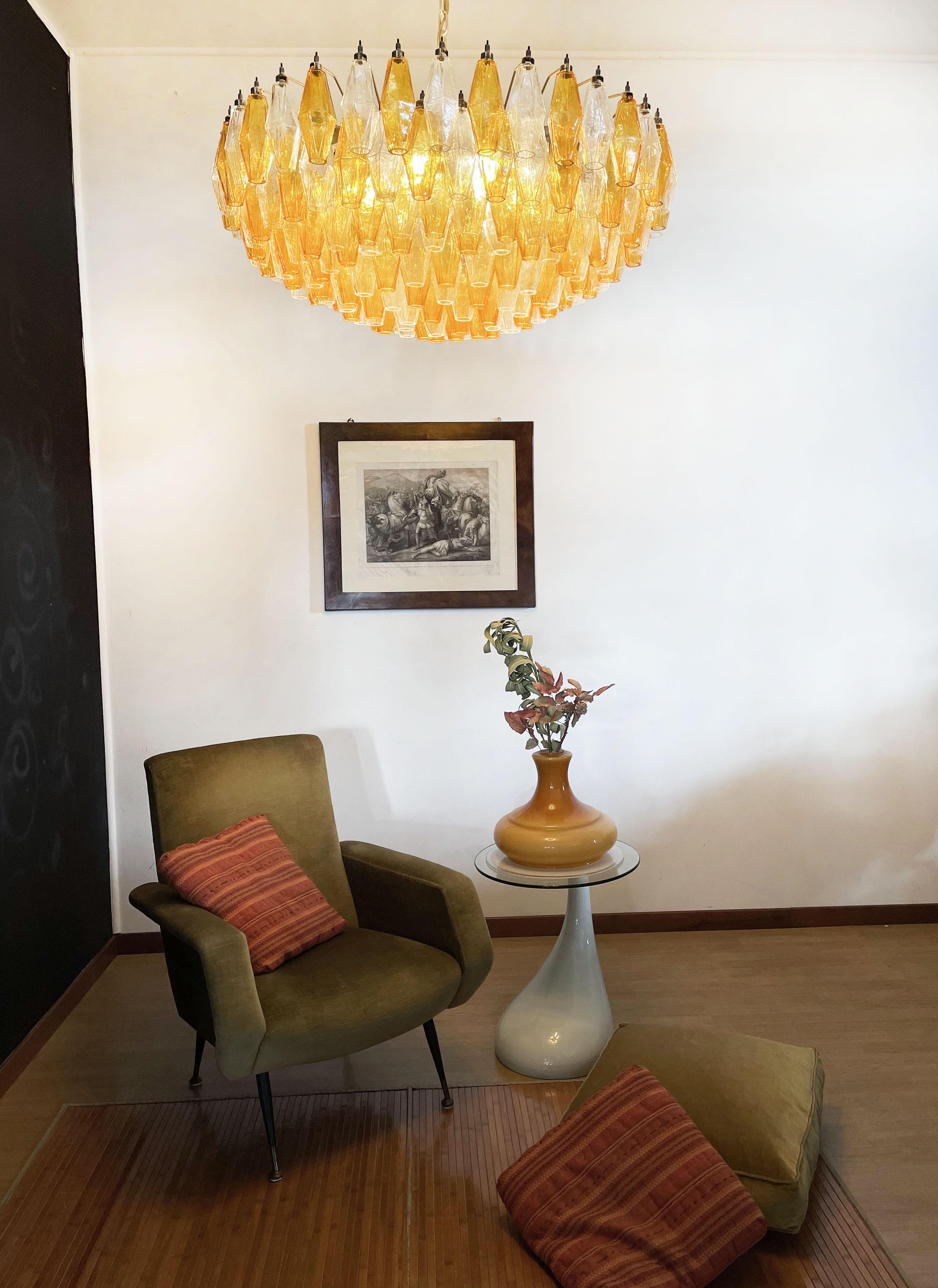 Lustre en verre de Murano ambre et transparent POLIEDRI en vente 9