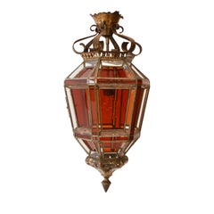 Lanterne en verre ambré et transparent