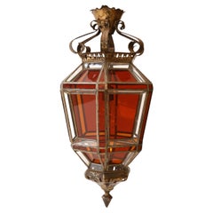 Amber Color and Clear Glass Lantern