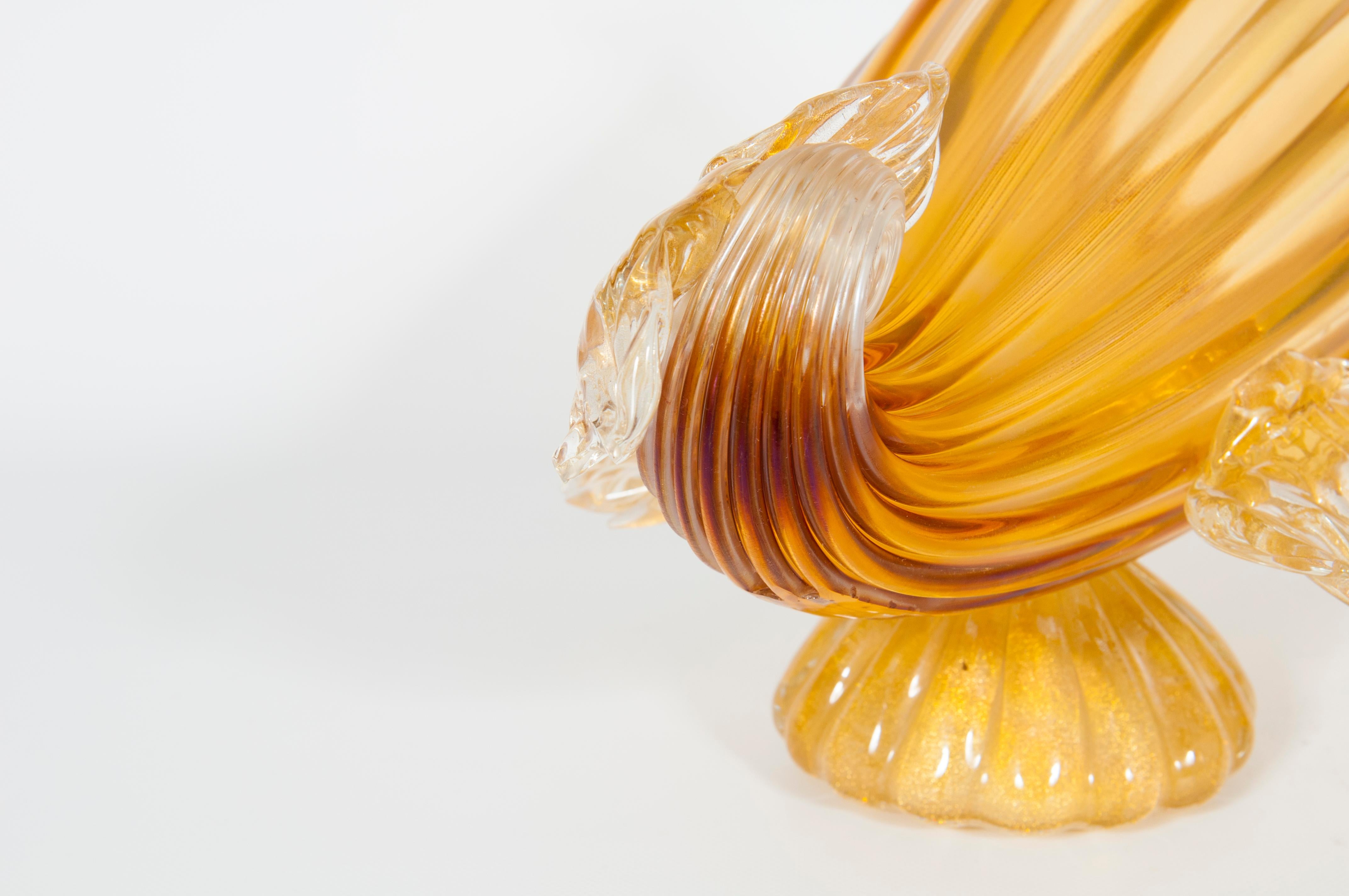 Amber-Color Cornucopia Sculpture in Blown Murano Glass 1990s Italy For Sale 3