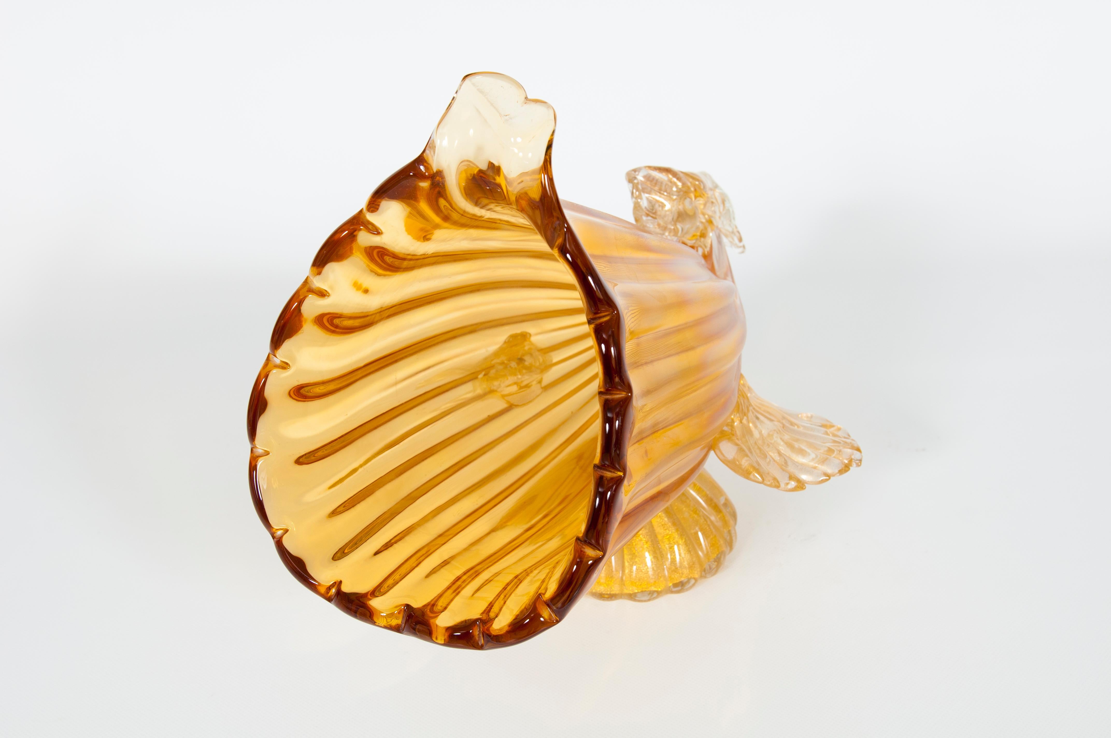 Amber-Color Cornucopia Sculpture in Blown Murano Glass 1990s Italy In Excellent Condition For Sale In Villaverla, IT