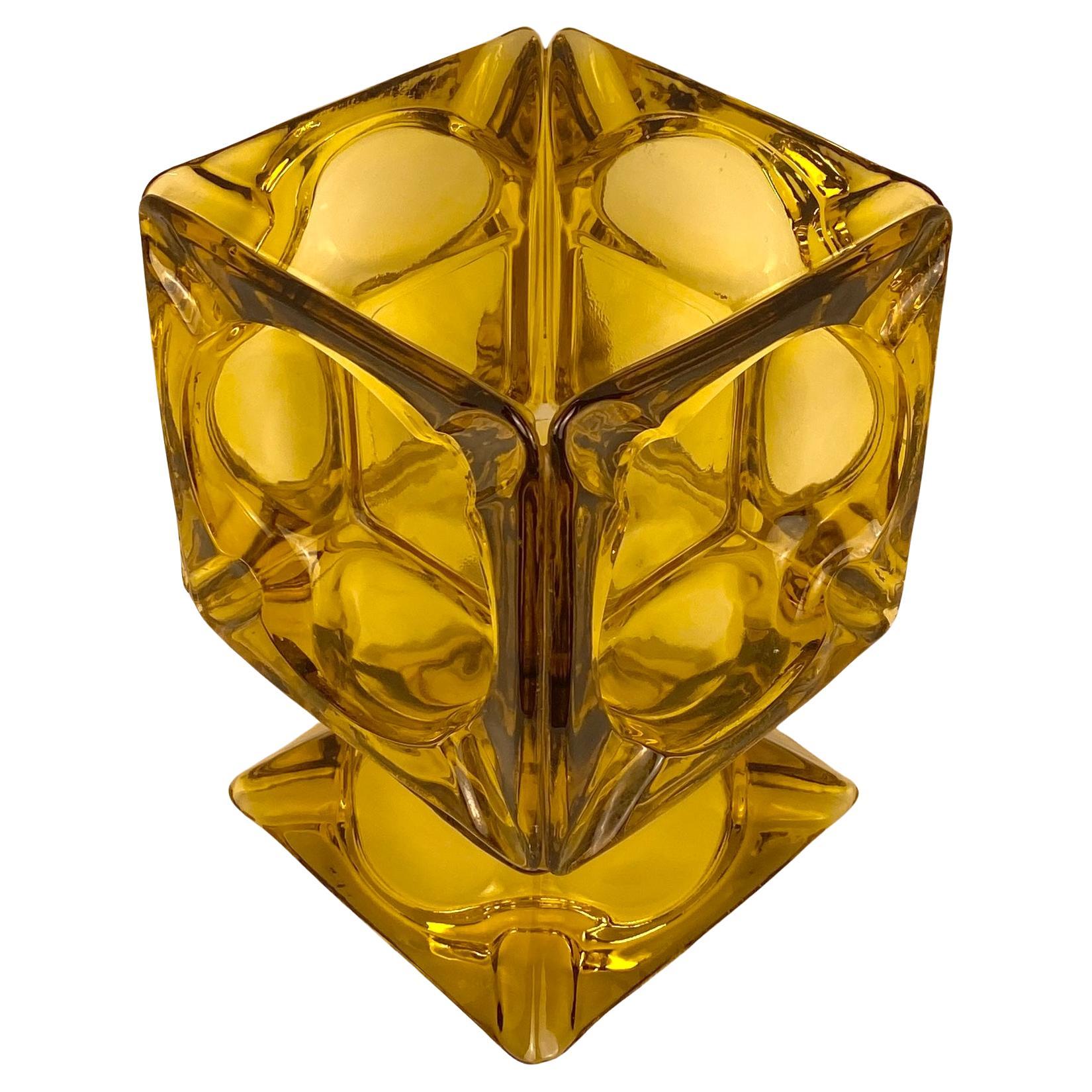 Amber Color Glass Vase