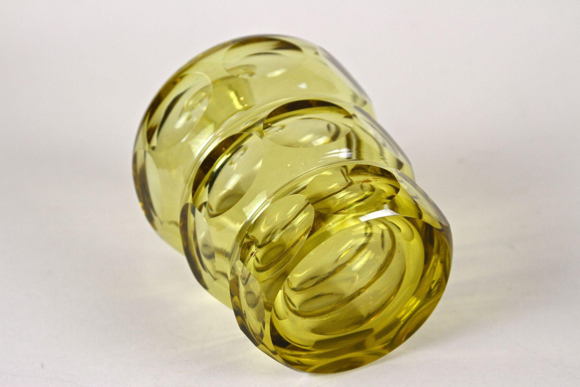 Amber-Colored Art Deco Glass Bottle with Lid, Bohemia circa 1930 8