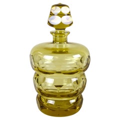 Amber-Colored Art Deco Glass Bottle with Lid, Bohemia circa 1930