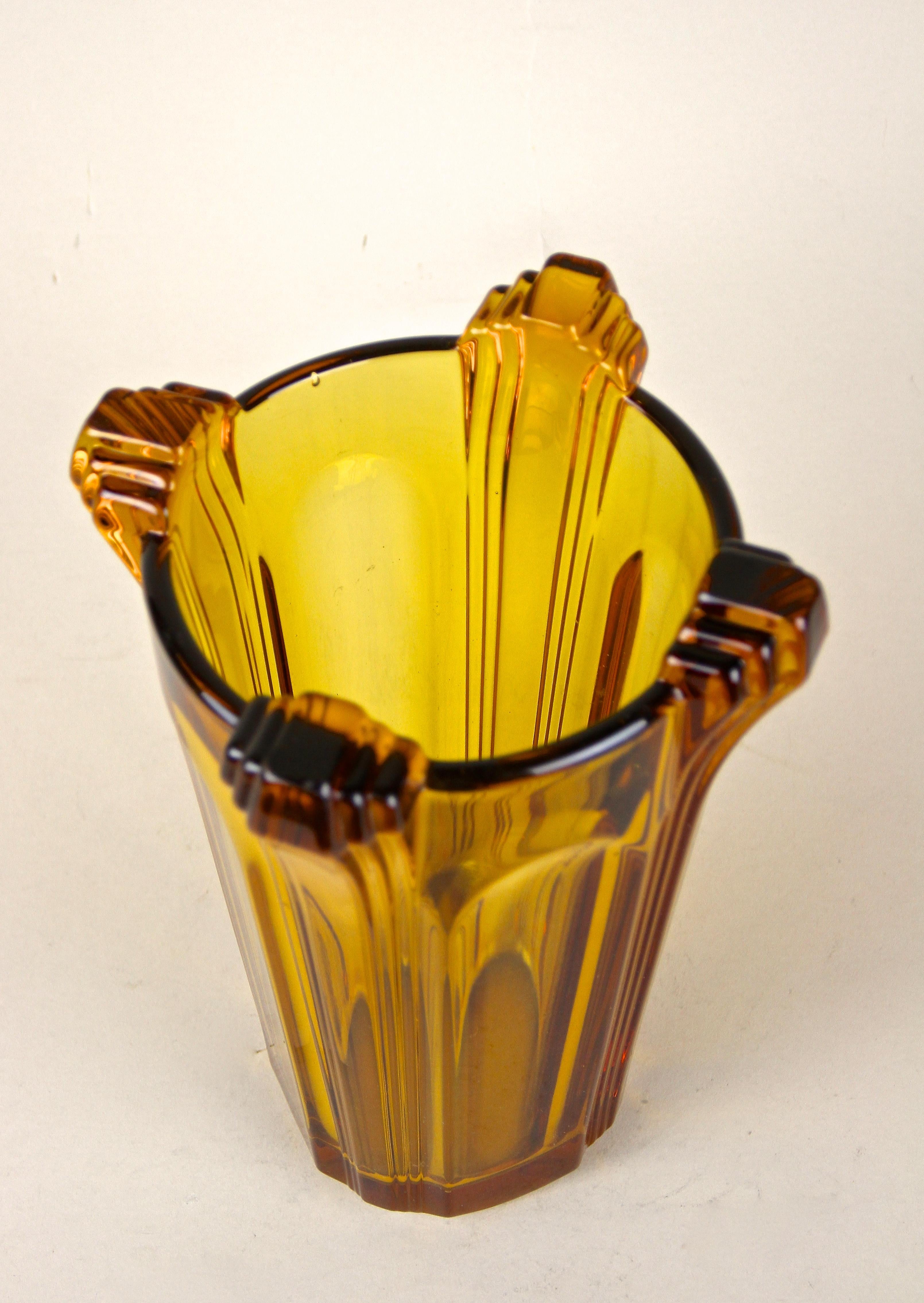 Amber Colored Art Deco Glass Vase, Austria, circa 1920 7
