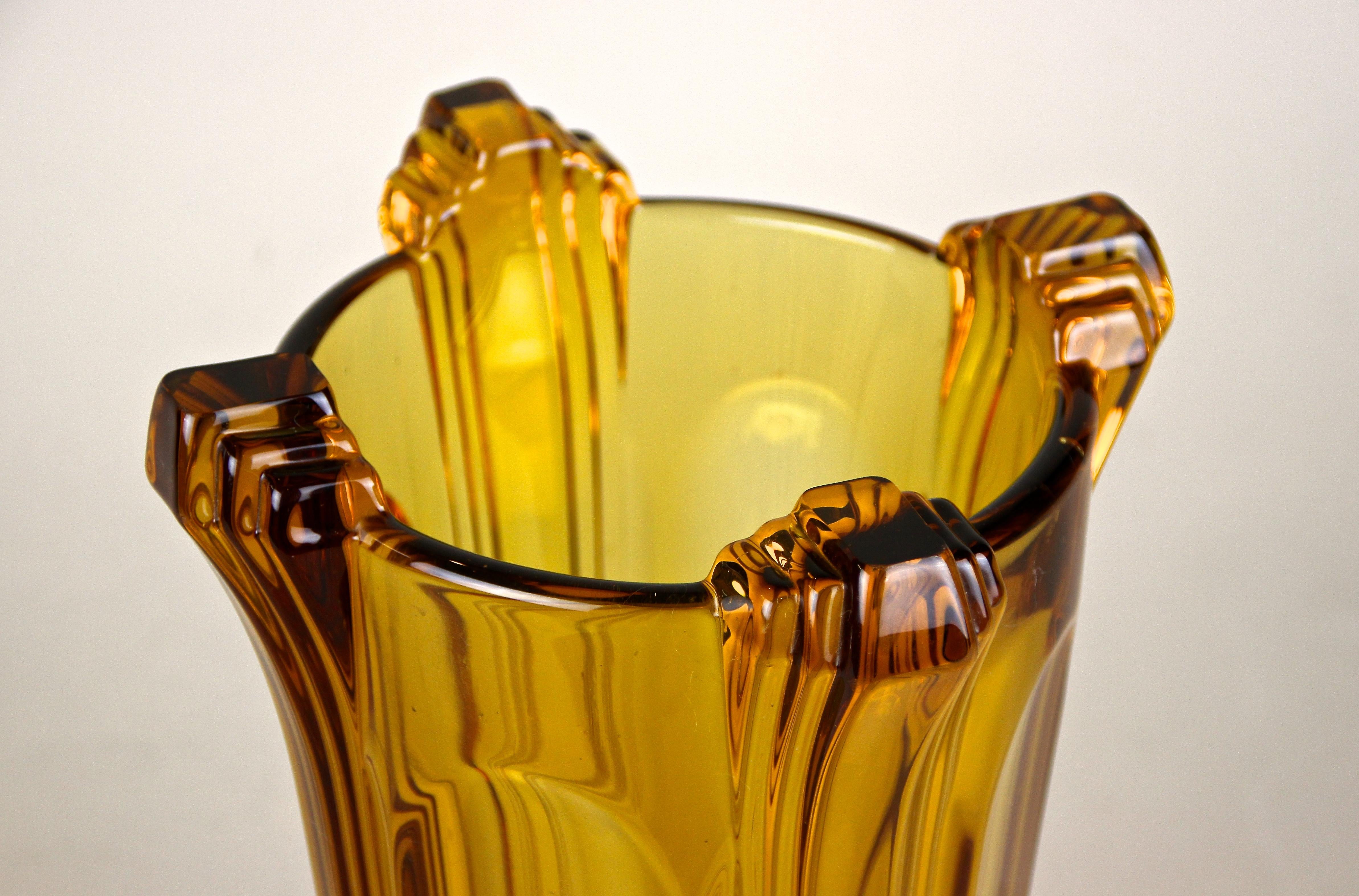 Amber Colored Art Deco Glass Vase, Austria, circa 1920 2