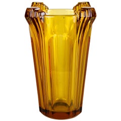 Amber Colored Art Deco Glass Vase, Austria, circa 1920