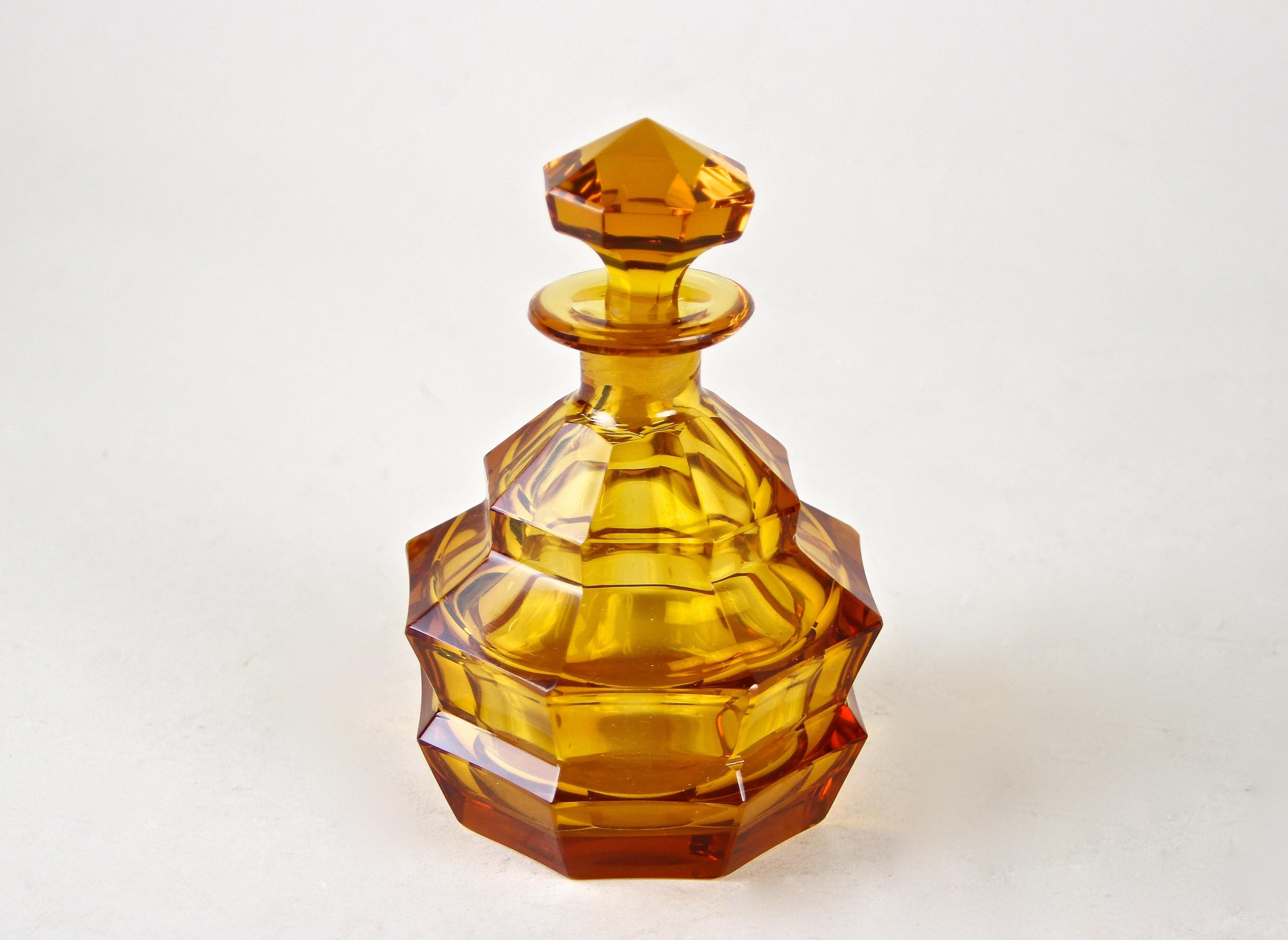Amber-Colored Glass Bottle with Stopper Art Deco, Austria, circa 1920 7