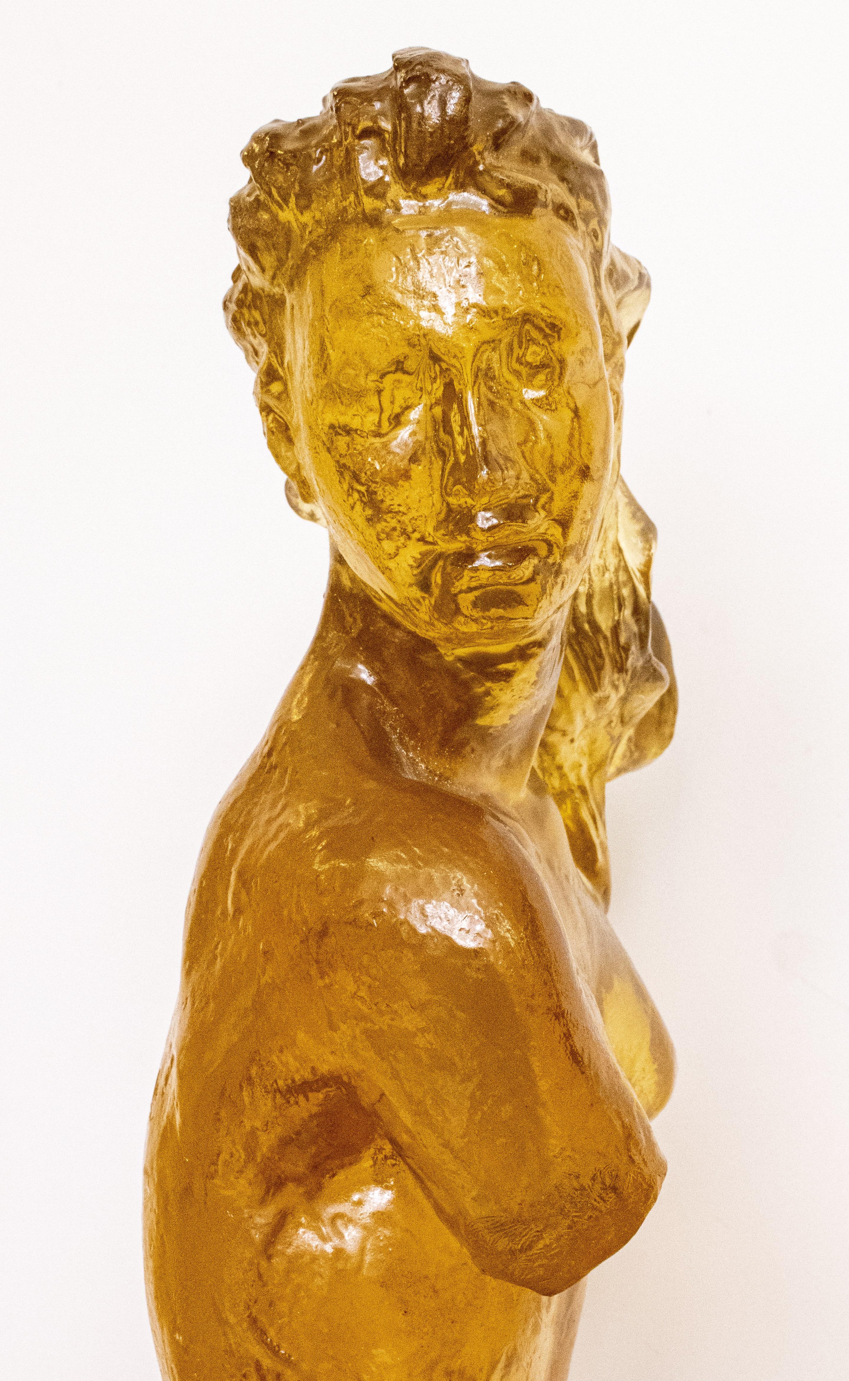 Amber Colored Resin Sculpture of a Female Bust by Dorothy Thorpe 1