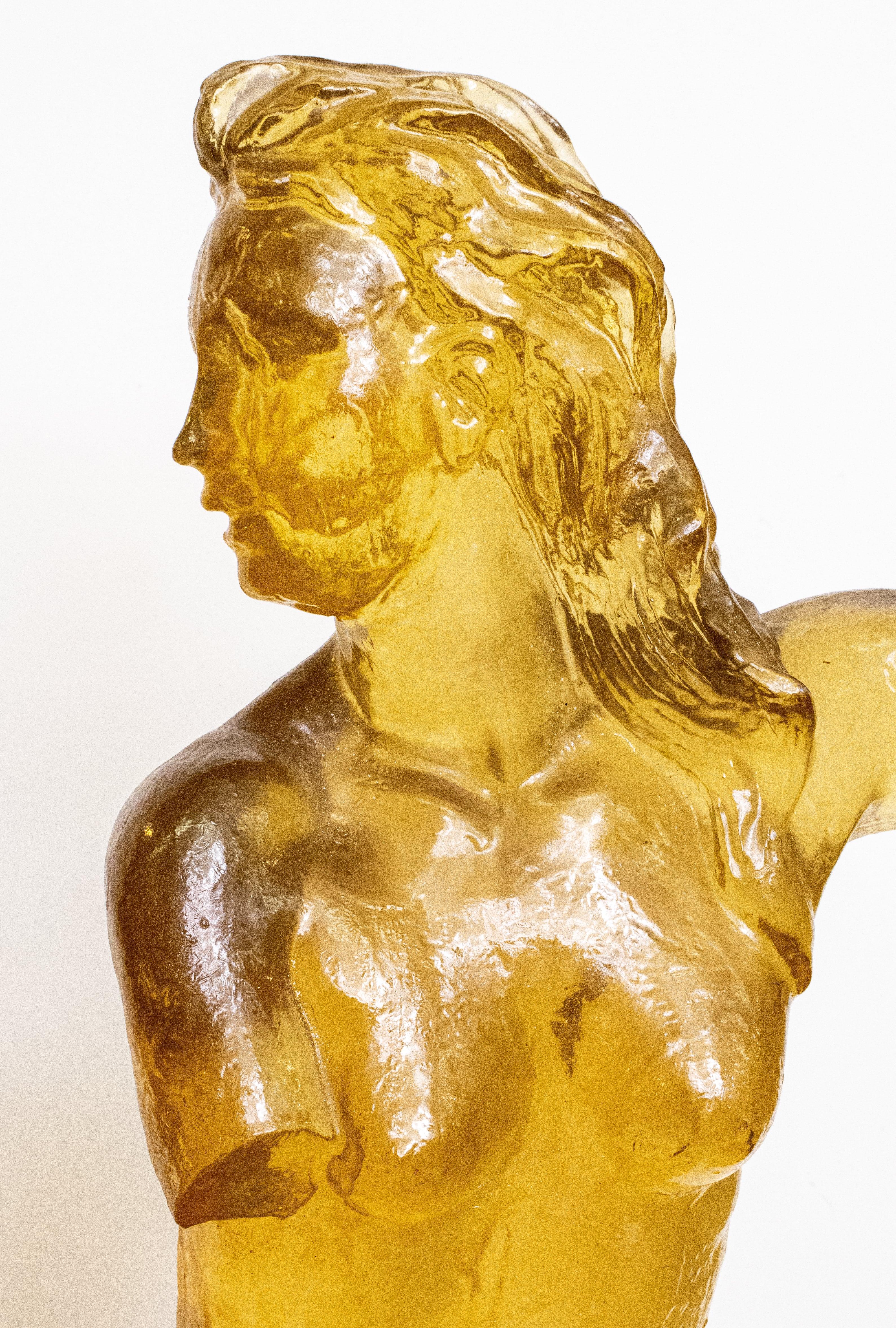 Amber Colored Resin Sculpture of a Female Bust by Dorothy Thorpe 2