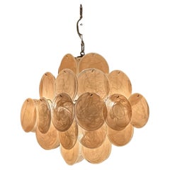 Amber Colored Murano Disc Chandelier in the Style of Vistosi.