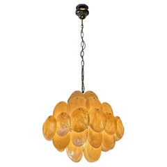 Amber Colored Murano Disc Chandelier in the Style of Vistosi.