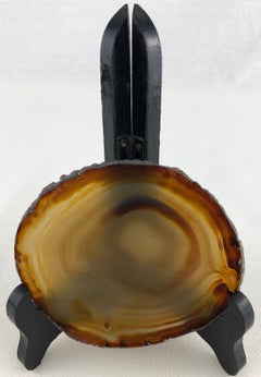 Amber Stone Sculpture on Black Stand, 20th Century Corsica Decor