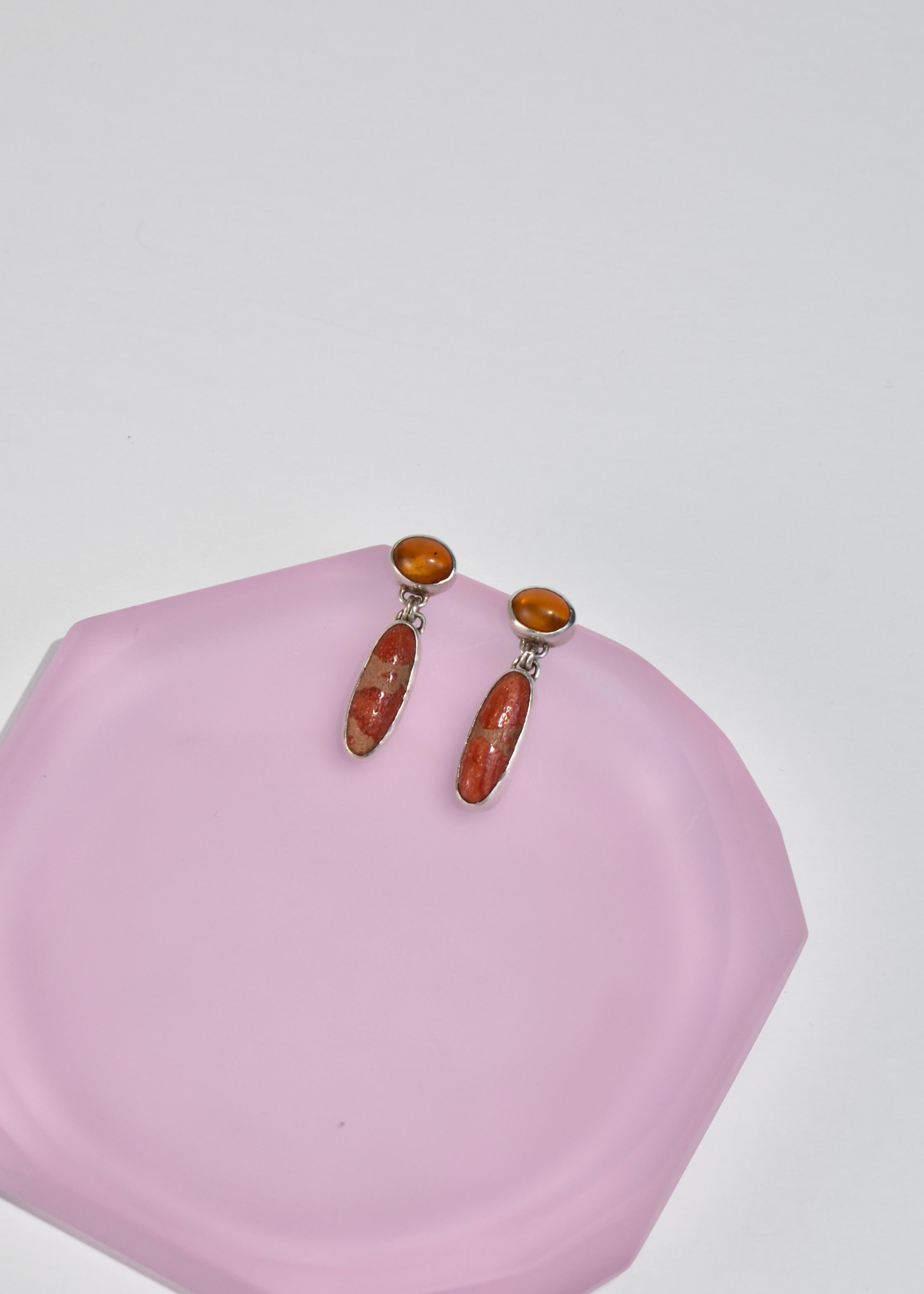 Amber Coral Earrings In Excellent Condition In Richmond, VA