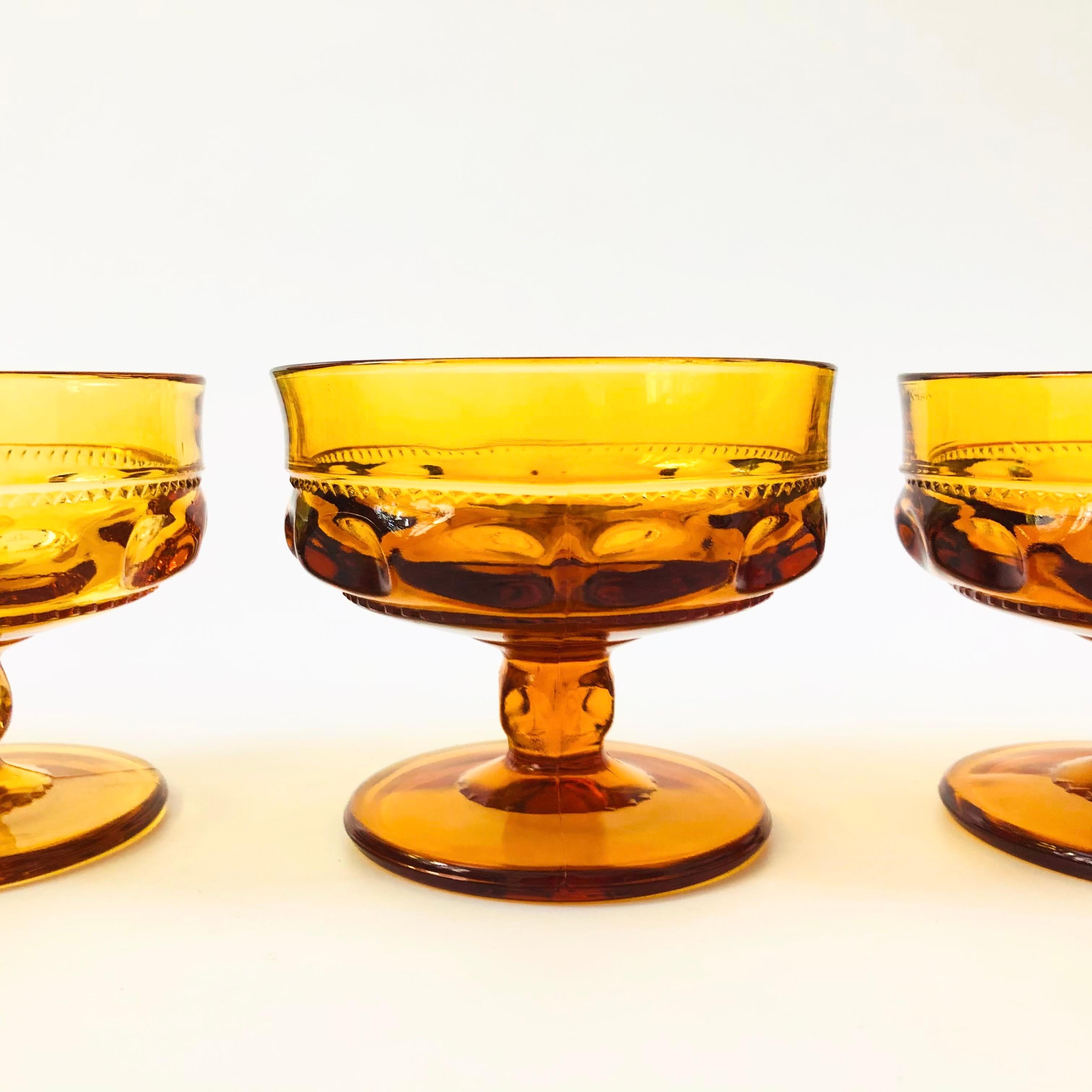American Amber Coupe Glasses - Set of 4 - Kings Crown Indiana Glass
