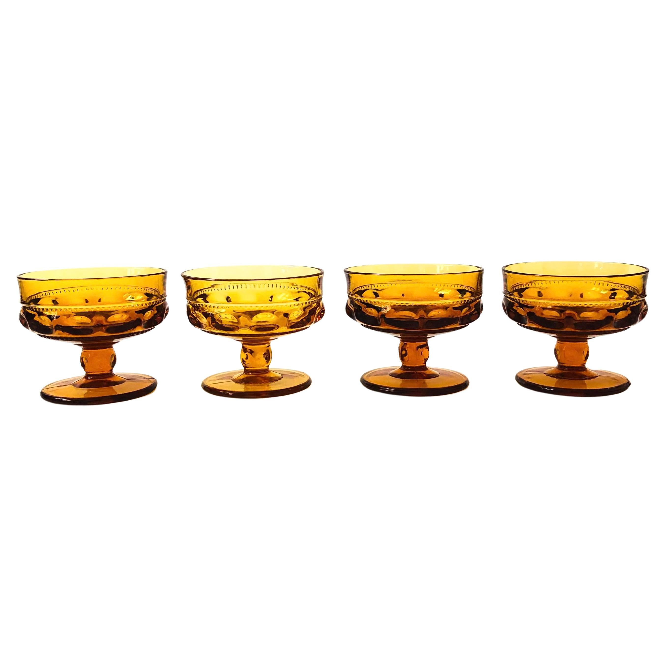 Amber Coupe Glasses - Set of 4 - Kings Crown Indiana Glass
