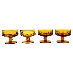 Vintage Amber Coupe Glasses - Set of 4 - Kings Crown Indiana Glass