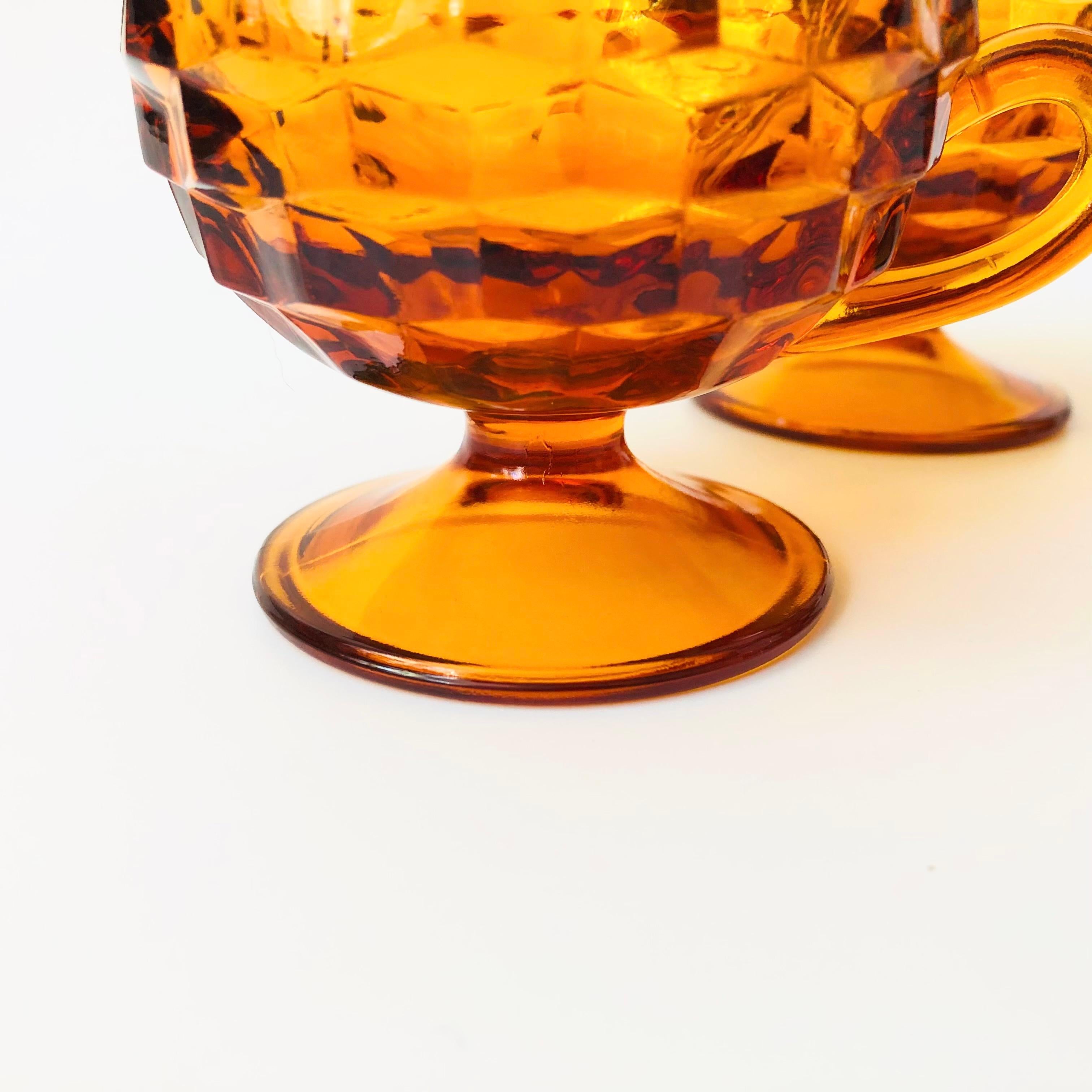 20th Century Amber Coupe Glasses - Set of 4 - Whitehall Indiana Glass