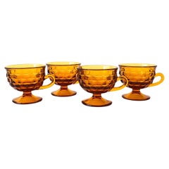 Amber Coupe Glasses - Set of 4 - Whitehall Indiana Glass