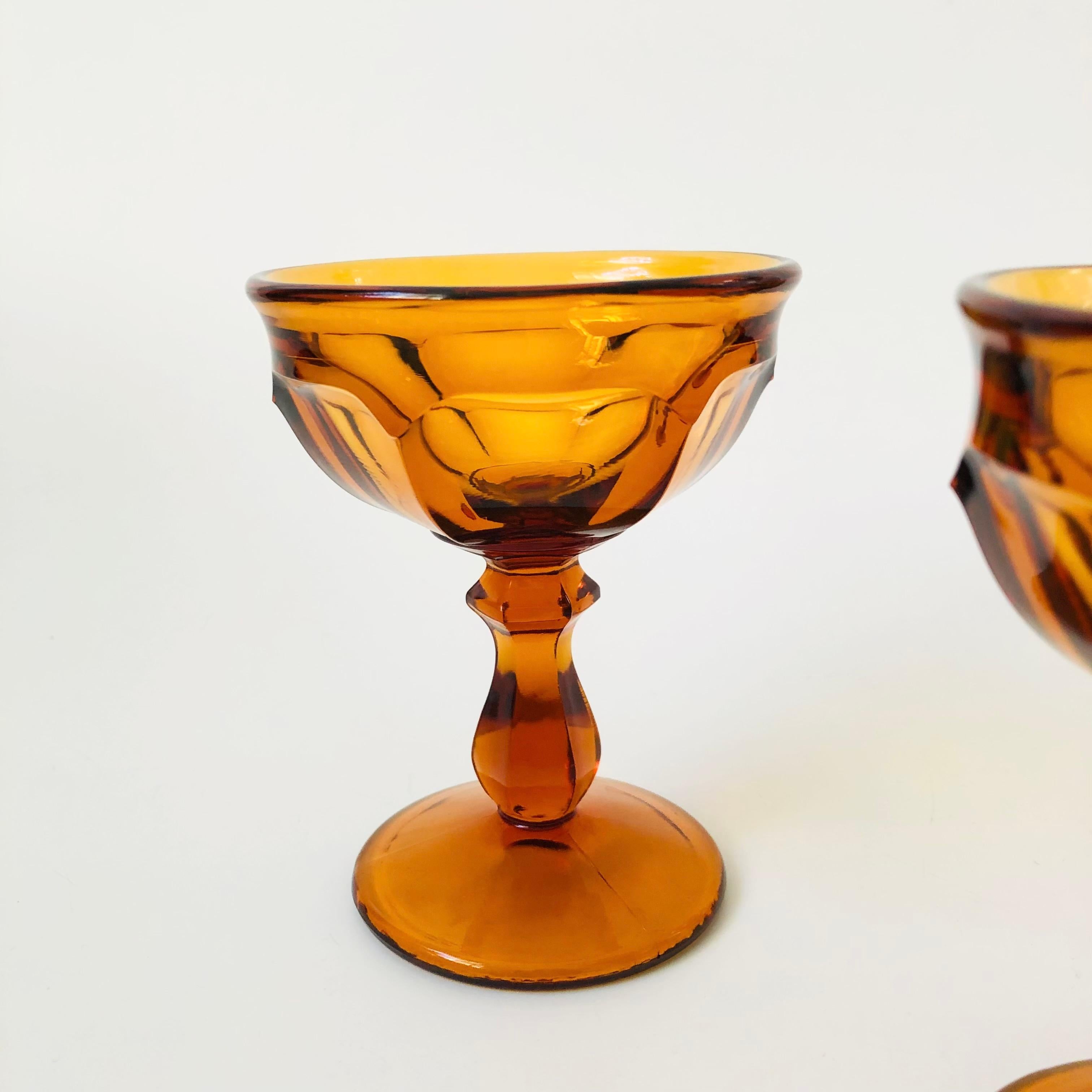 Amber Coupe Glasses  - Set of 6 In Good Condition For Sale In Vallejo, CA