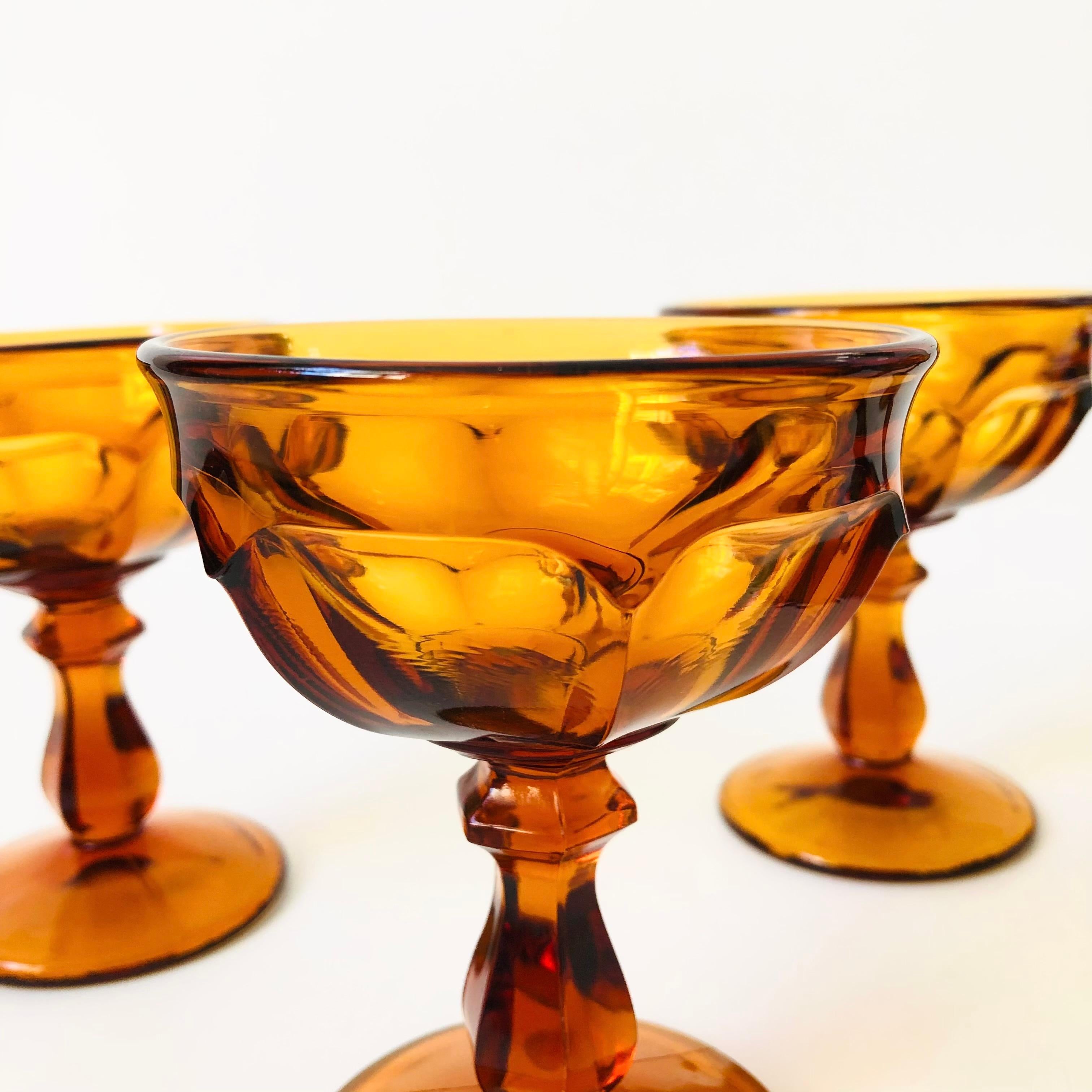 20th Century Amber Coupe Glasses  - Set of 6