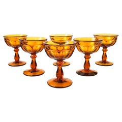 Vintage Amber Coupe Glasses  - Set of 6