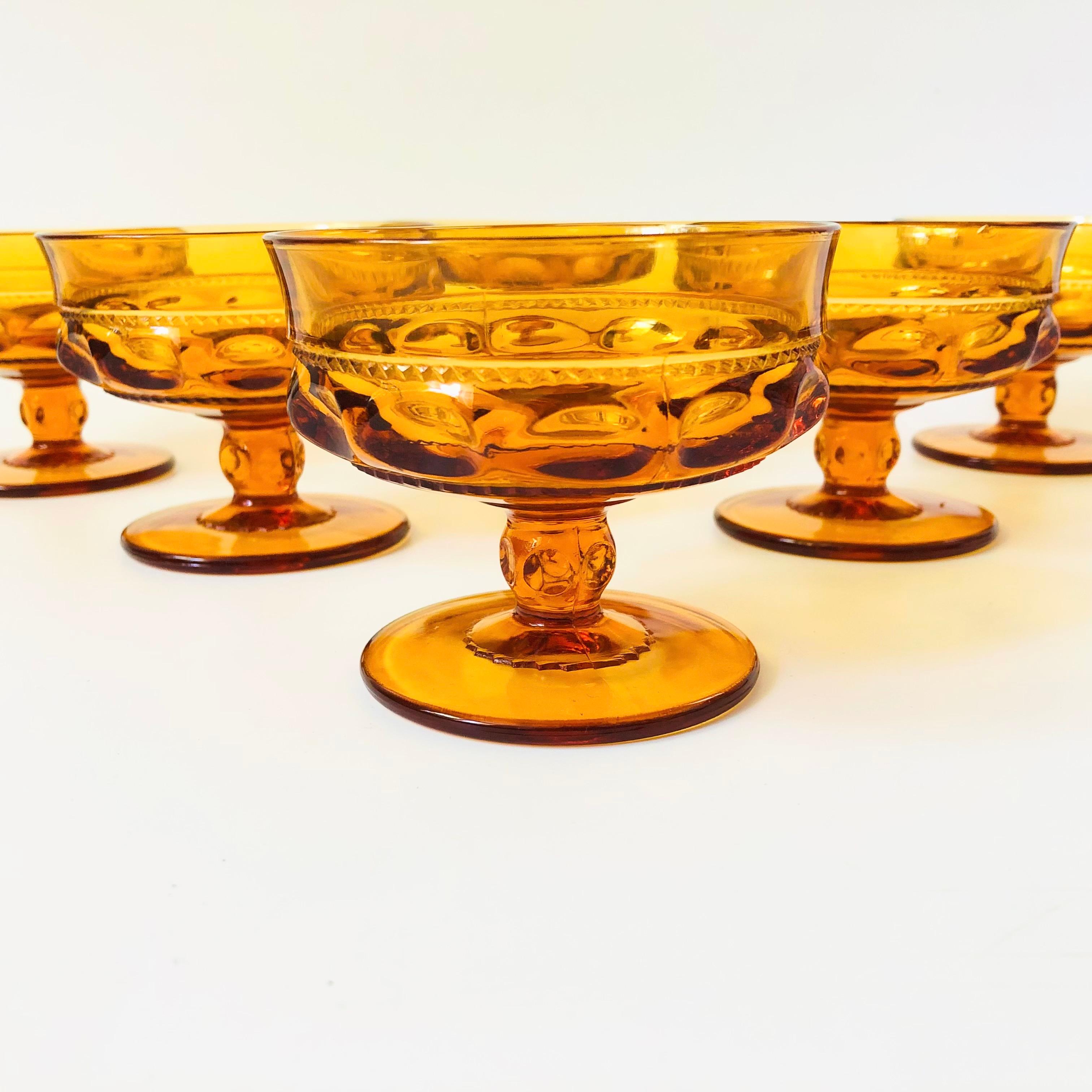 American Amber Coupe Glasses - Set of 6 - Kings Crown Indiana Glass