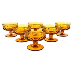 Amber Coupe Glasses - Set of 6 - Kings Crown Indiana Glass