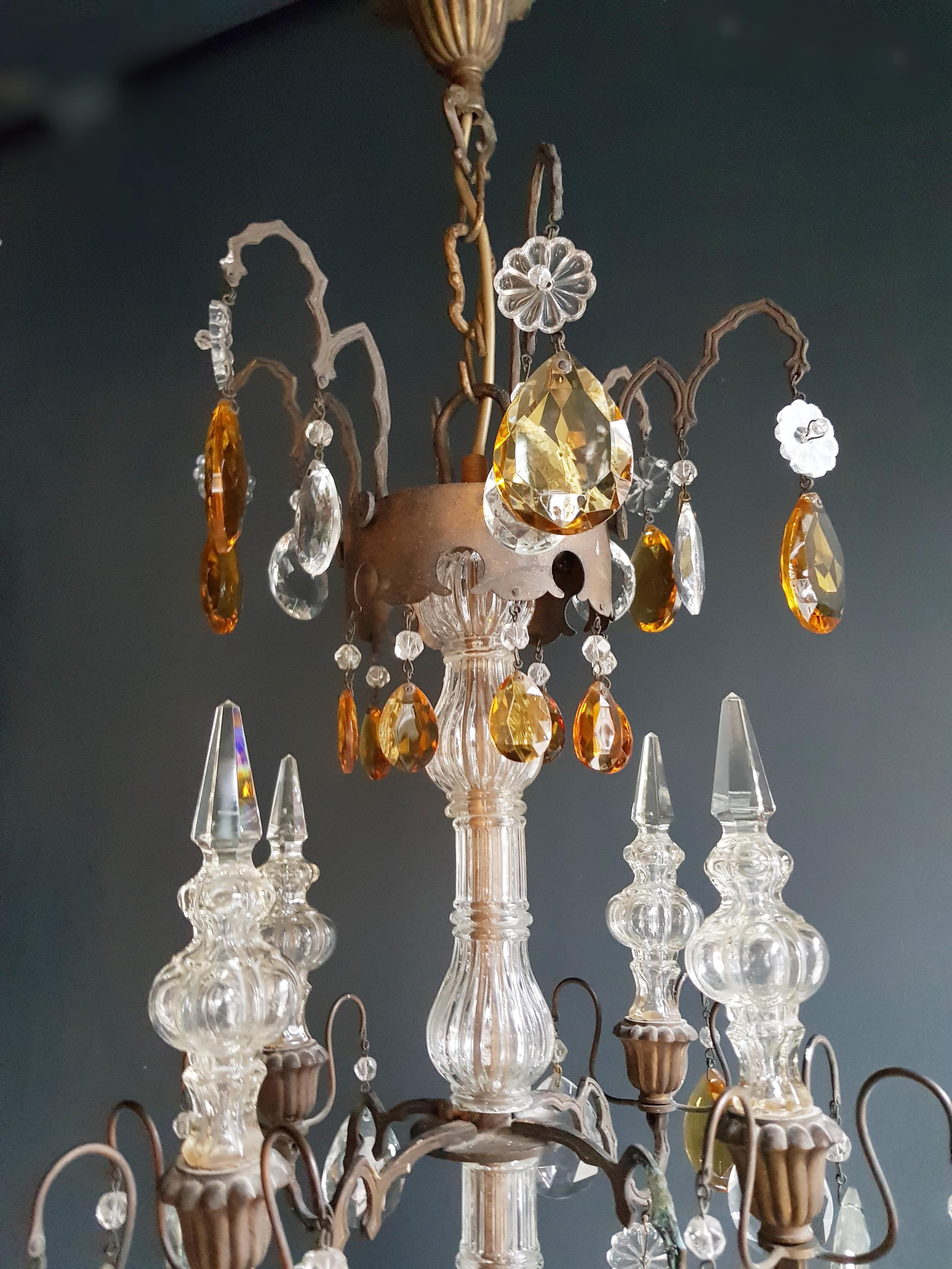 Amber Crystal Antique Chandelier Ceiling Florentiner Lustre Art Nouveau For Sale 1